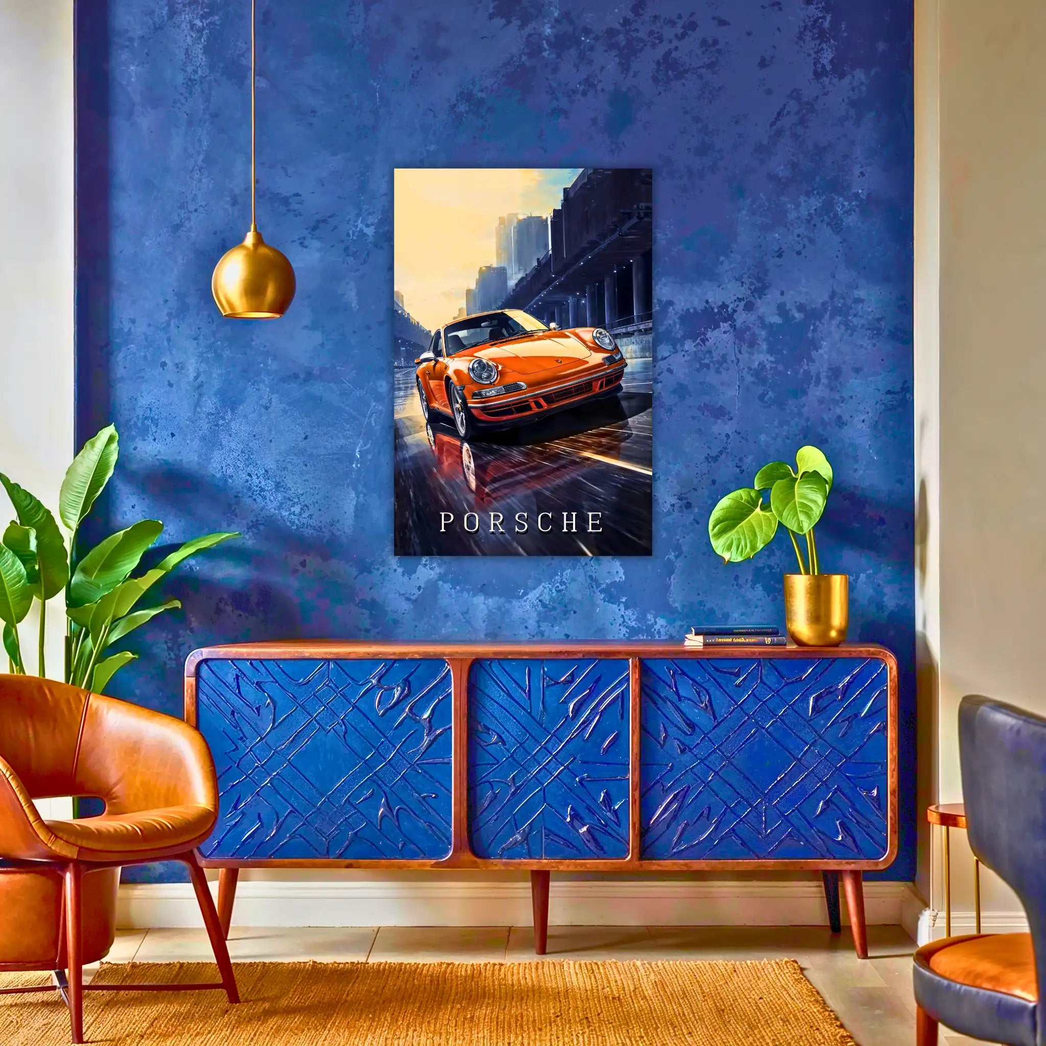 tableau-porsche-vintage-au-dessus-du-buffet | DreamWay