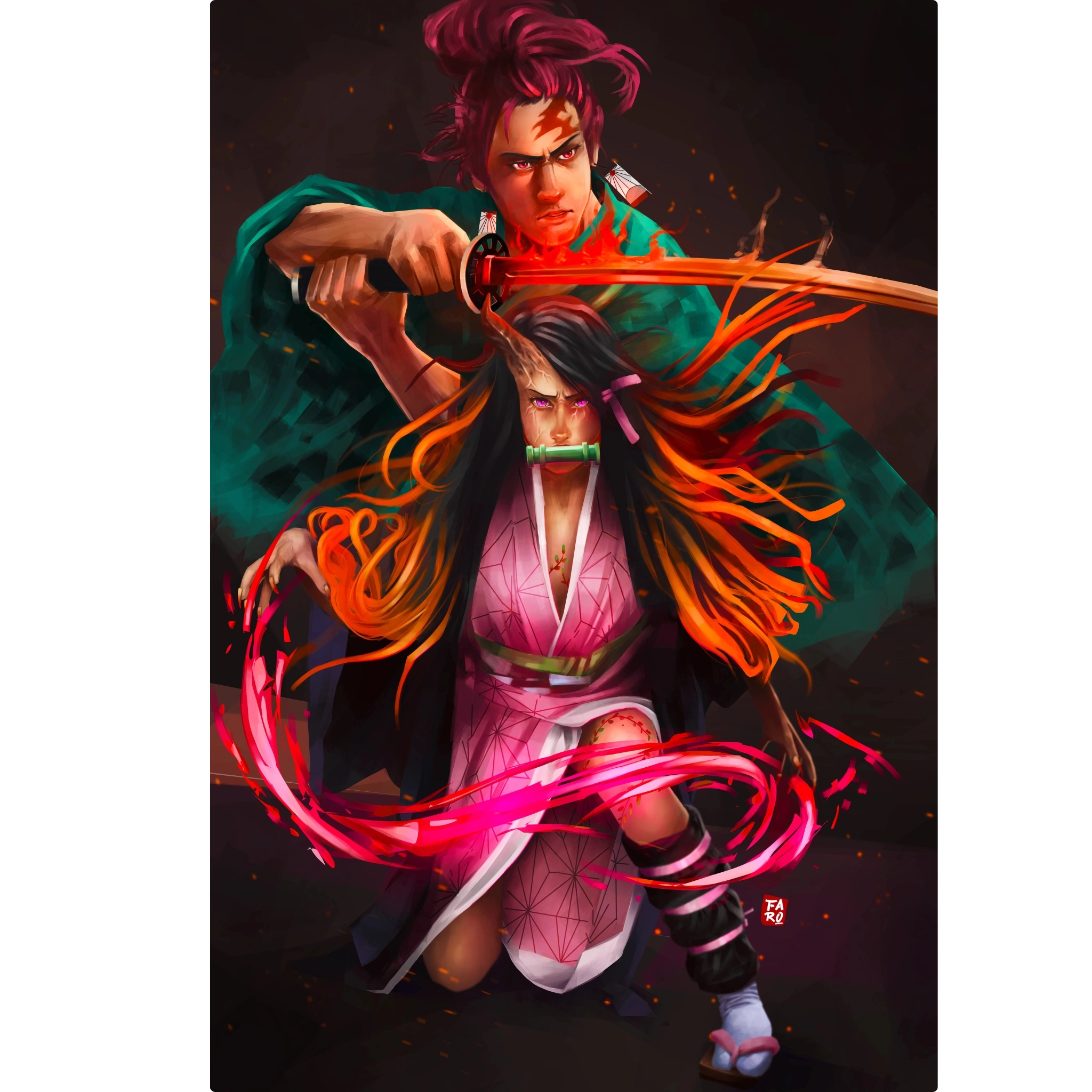 Tableau Portrait Demon Slayer Tanjiro Et Nezuko