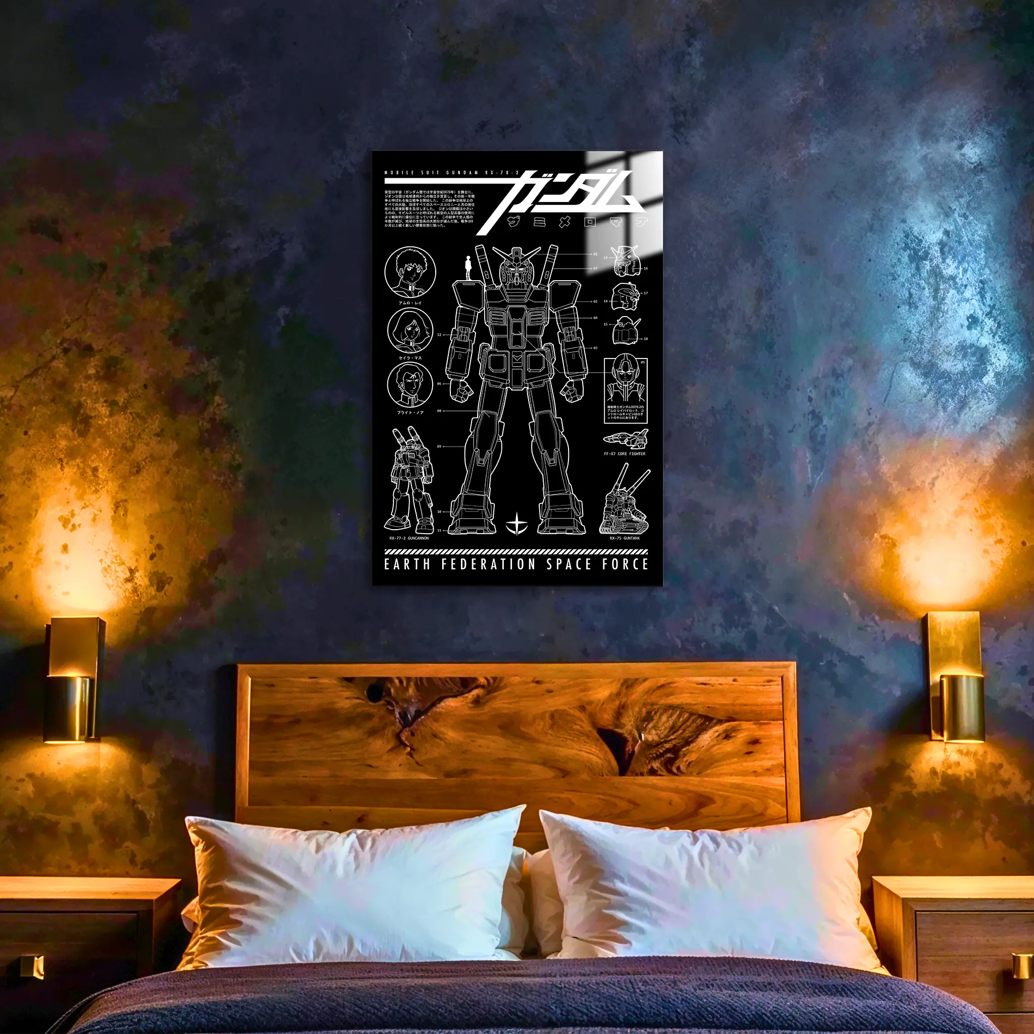 Tableau Rx-78-2 Gundam Affiche Noir