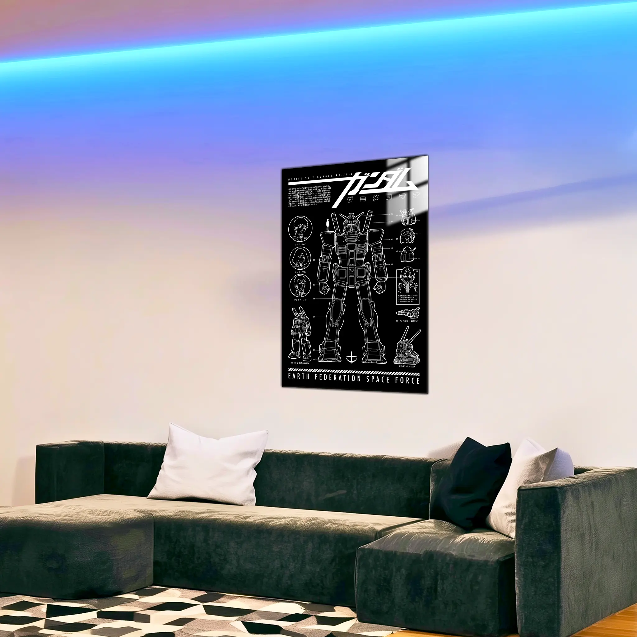 Tableau Rx-78-2 Gundam Affiche Noir