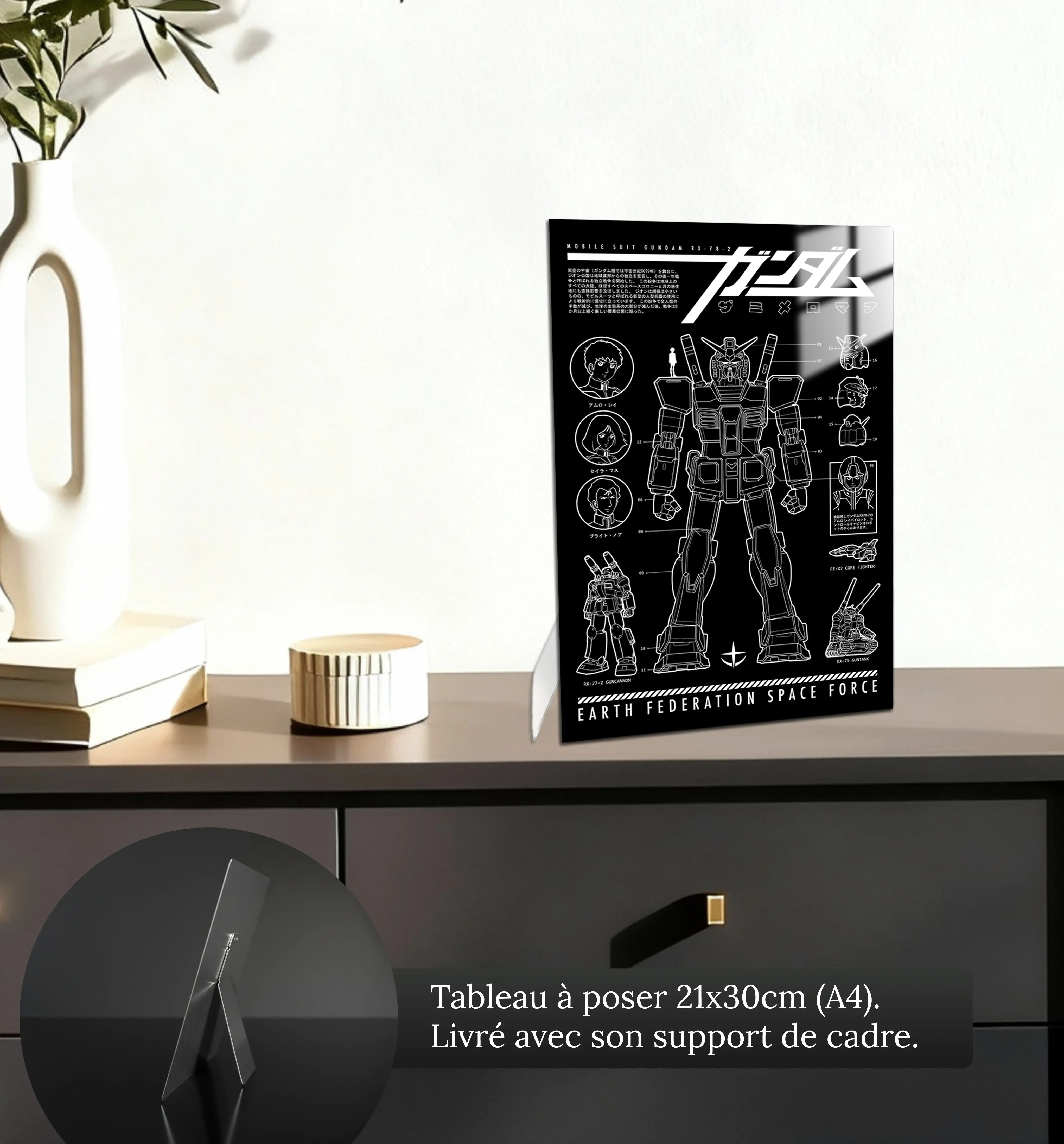 Tableau Rx-78-2 Gundam Affiche Noir