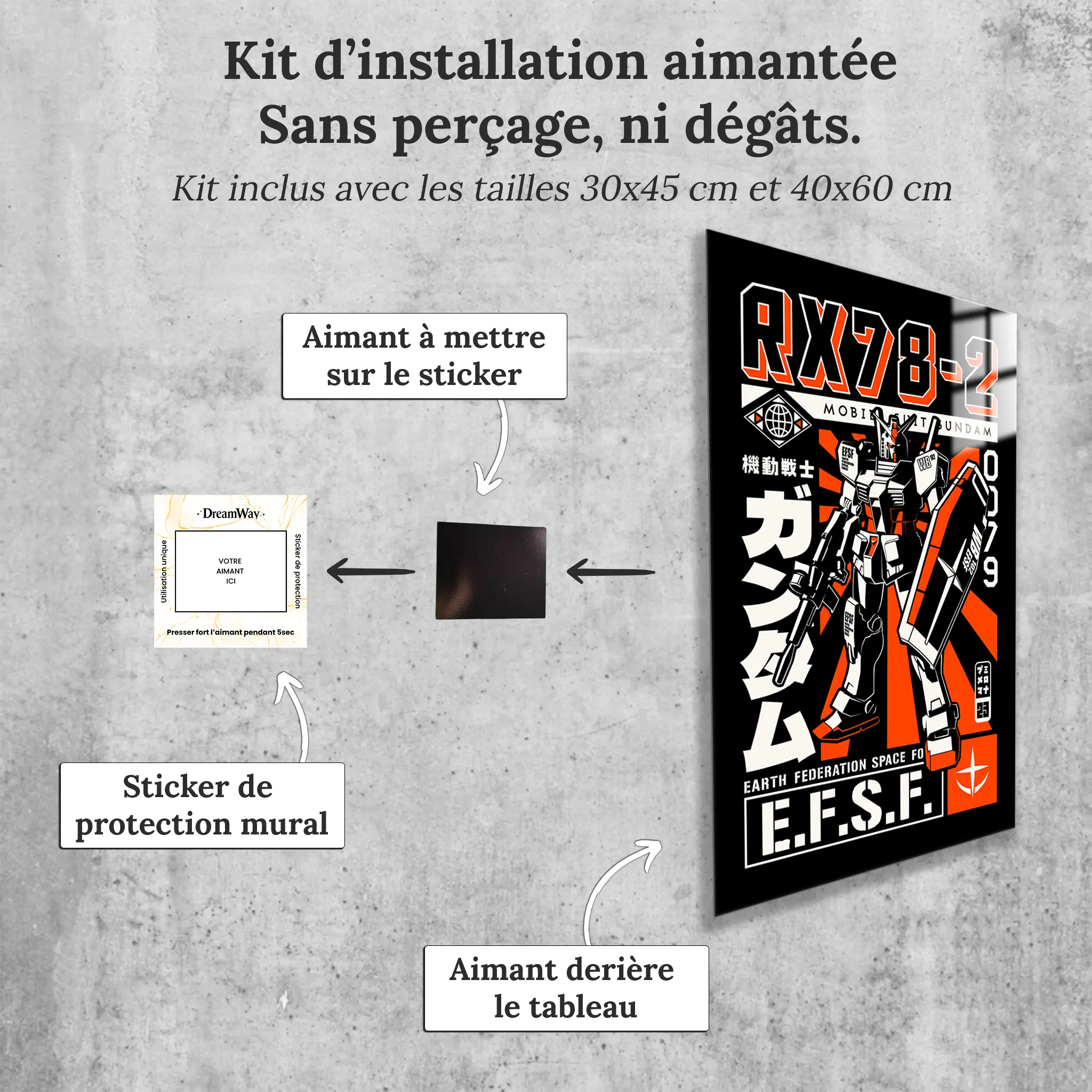 tableau-rx-78-2-gundam-avec-installation-aimantee | DreamWay