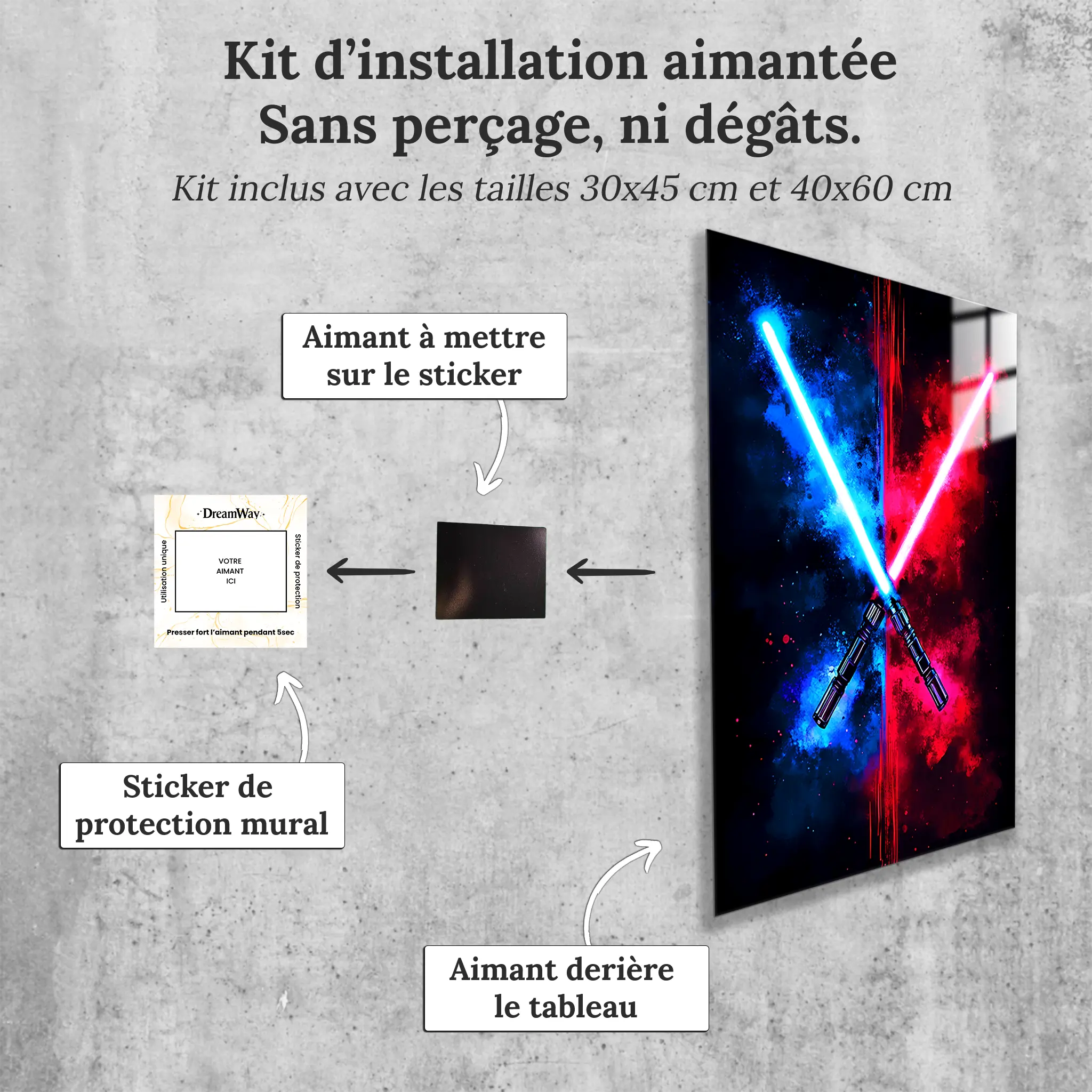 tableau-sabre-laser-avec-installation-aimantee | DreamWay