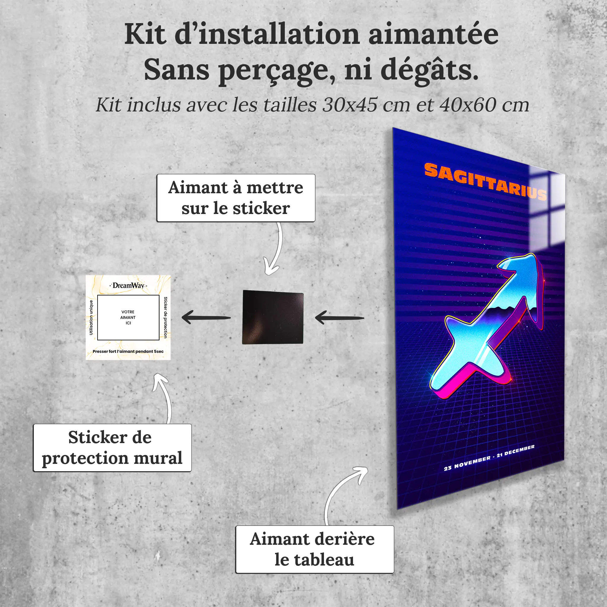 tableau-sagittaire-retro-avec-installation-aimantee | DreamWay