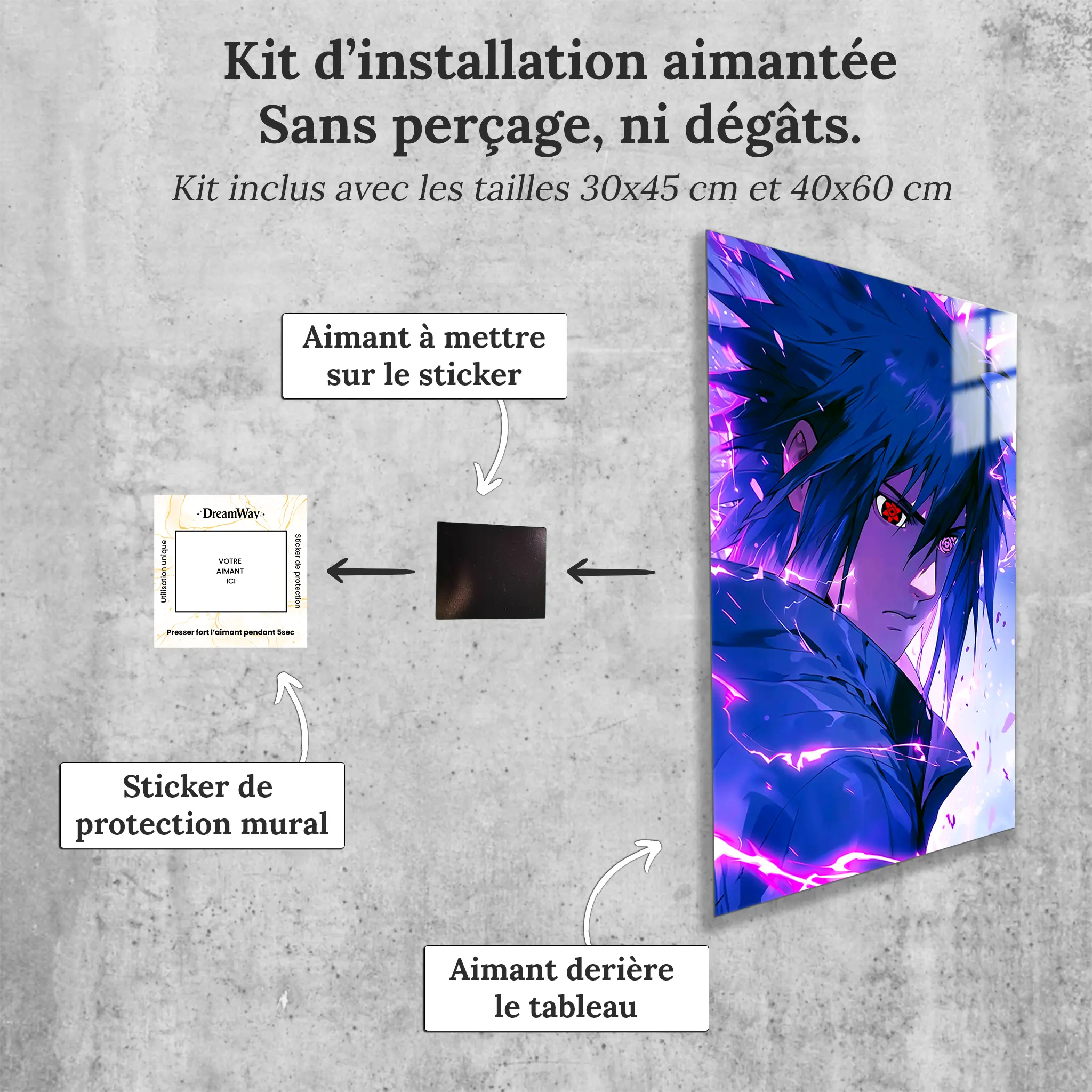 tableau-sasuke-portrait-avec-installation-aimantee | DreamWay