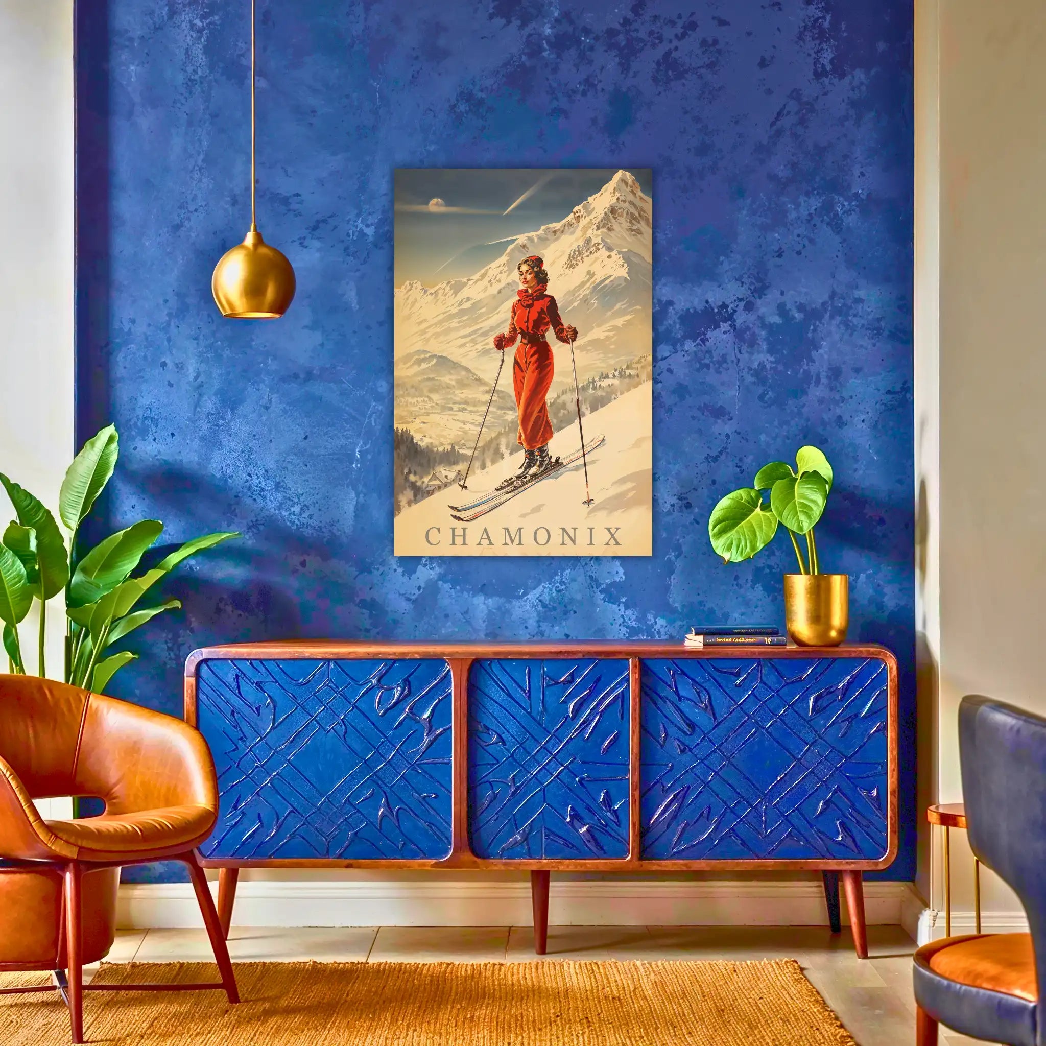 tableau-ski-vintage-au-dessus-du-buffet | DreamWay