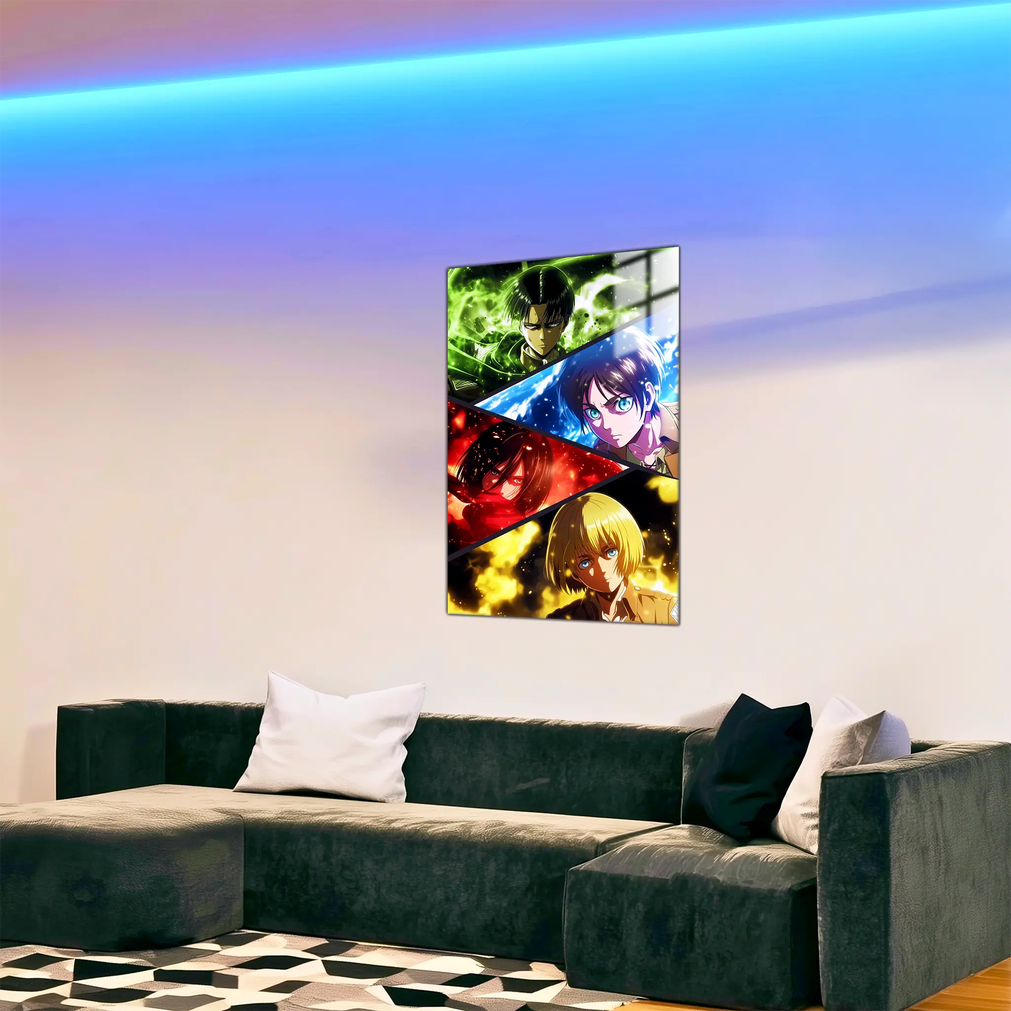 tableau-snk-eren-mikasa-levi-et-armin-dans-le-salon | DreamWay