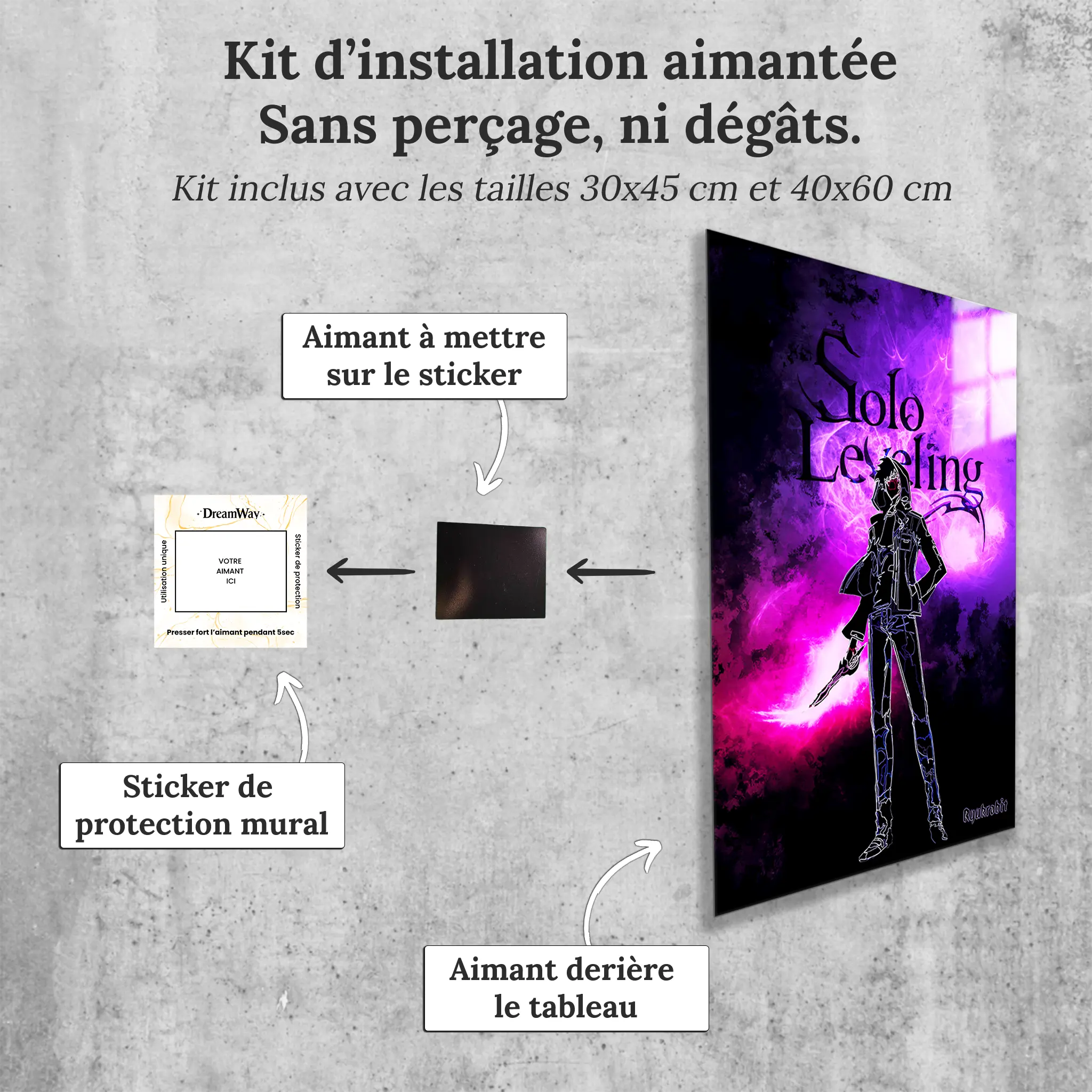 tableau-solo-leveling-colore-avec-installation-aimantee | DreamWay