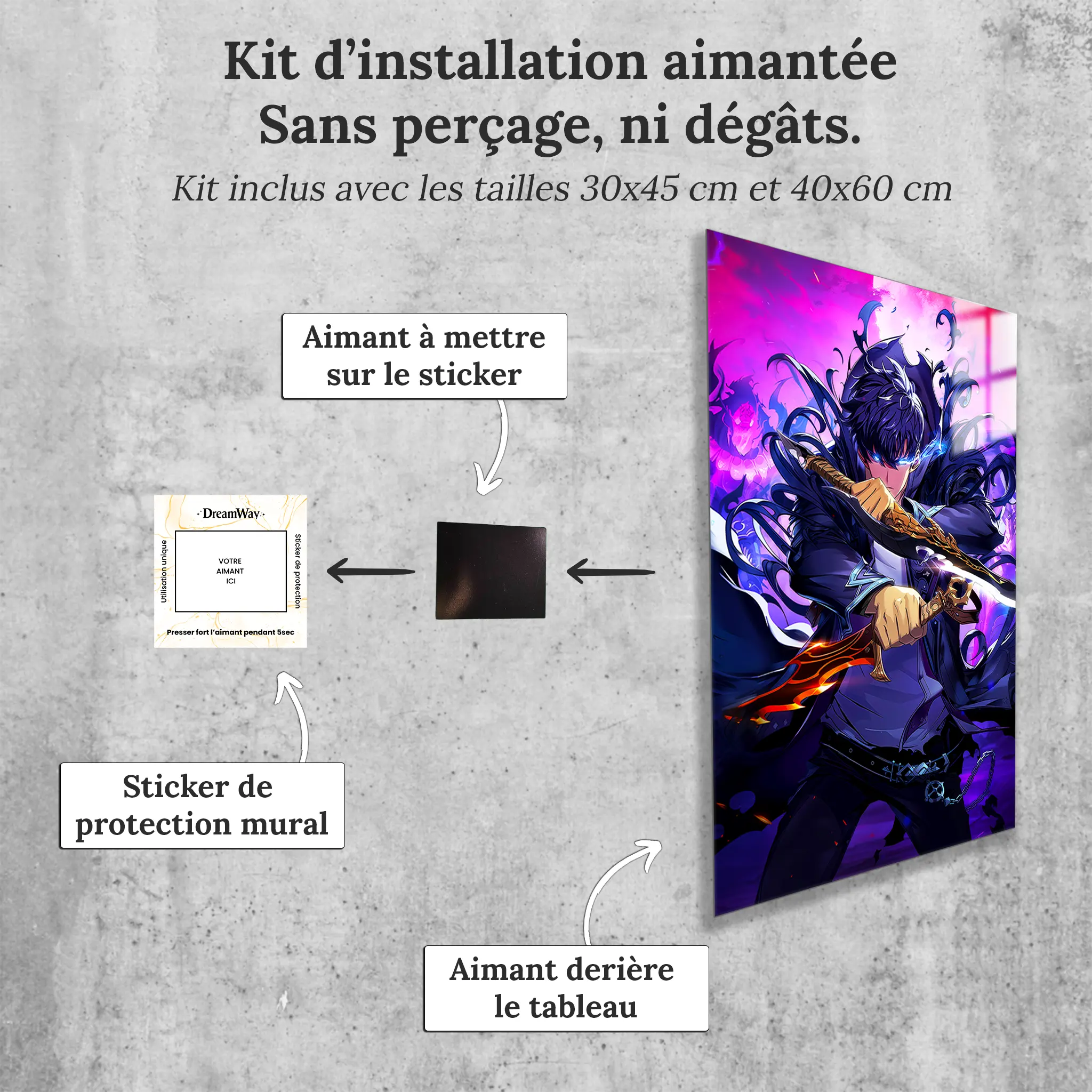tableau-solo-leveling-jin-woo-avec-installation-aimantee | DreamWay