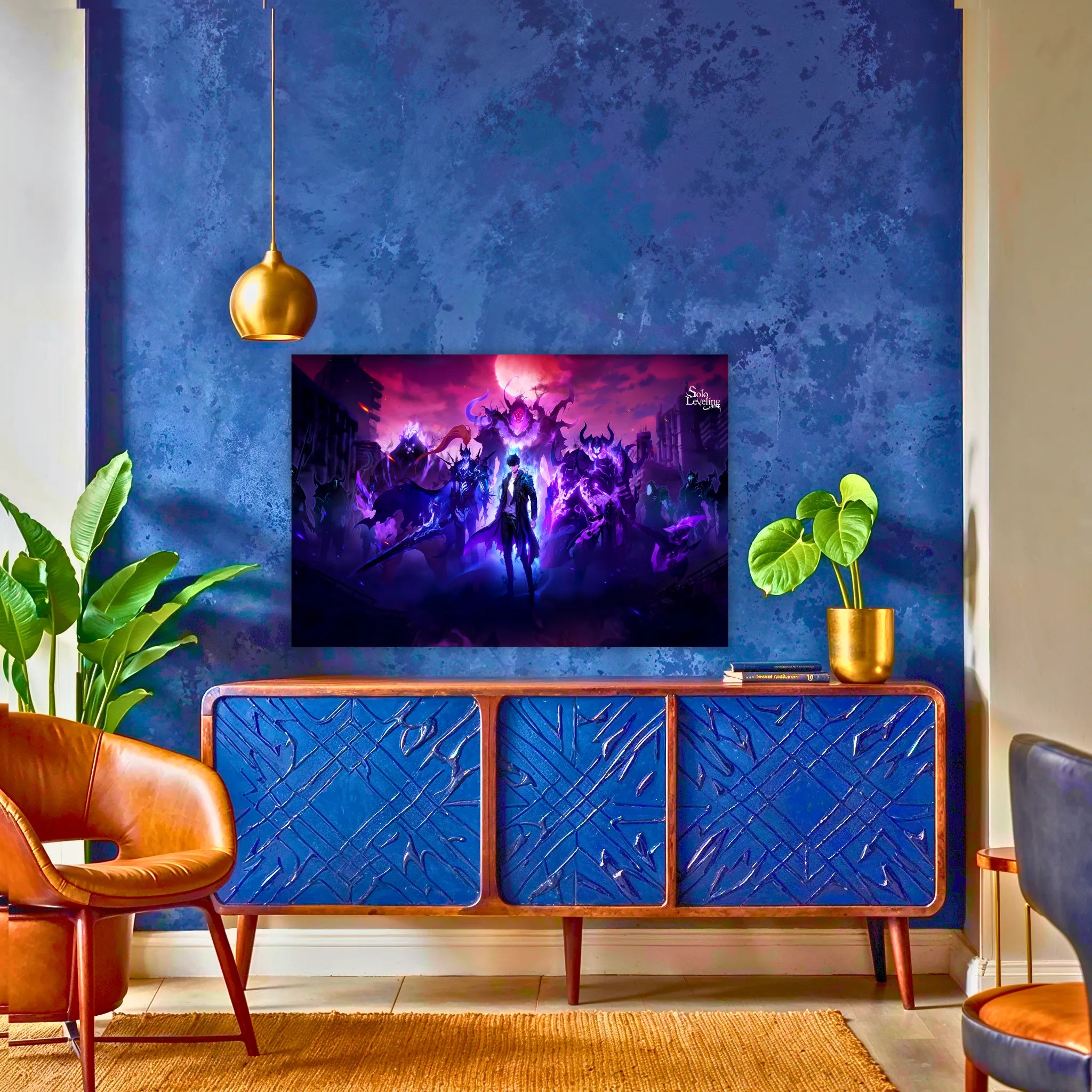 tableau-solo-leveling-jin-woo-et-ses-ombres-au-dessus-du-buffet | DreamWay