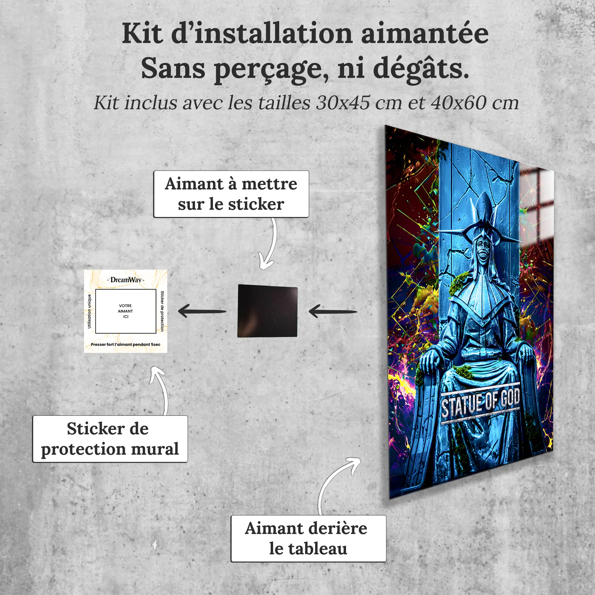 tableau-solo-leveling-statue-of-god-avec-installation-aimantee | DreamWay