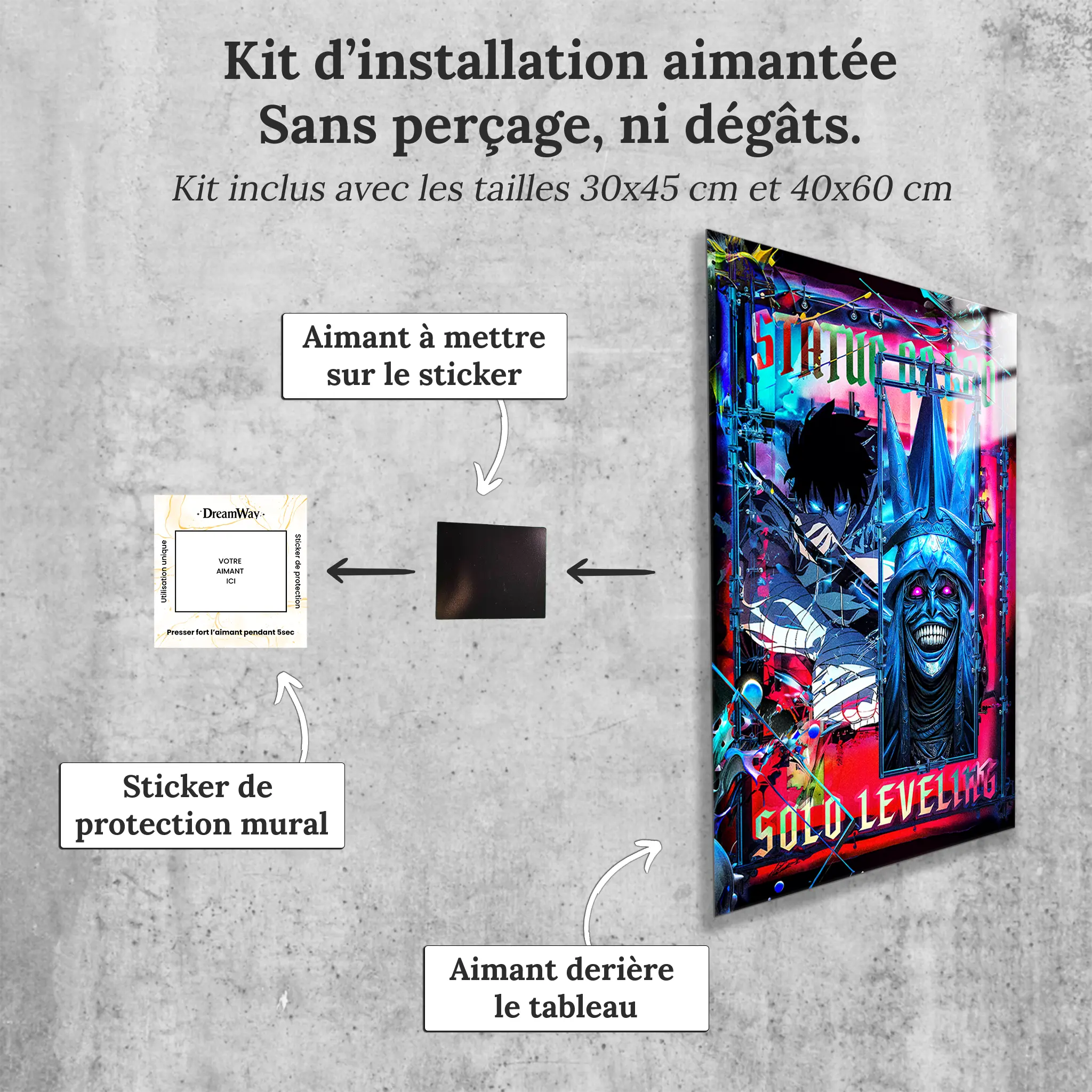 tableau-solo-leveling-statue-of-god-jin-woo-avec-installation-aimantee | DreamWay