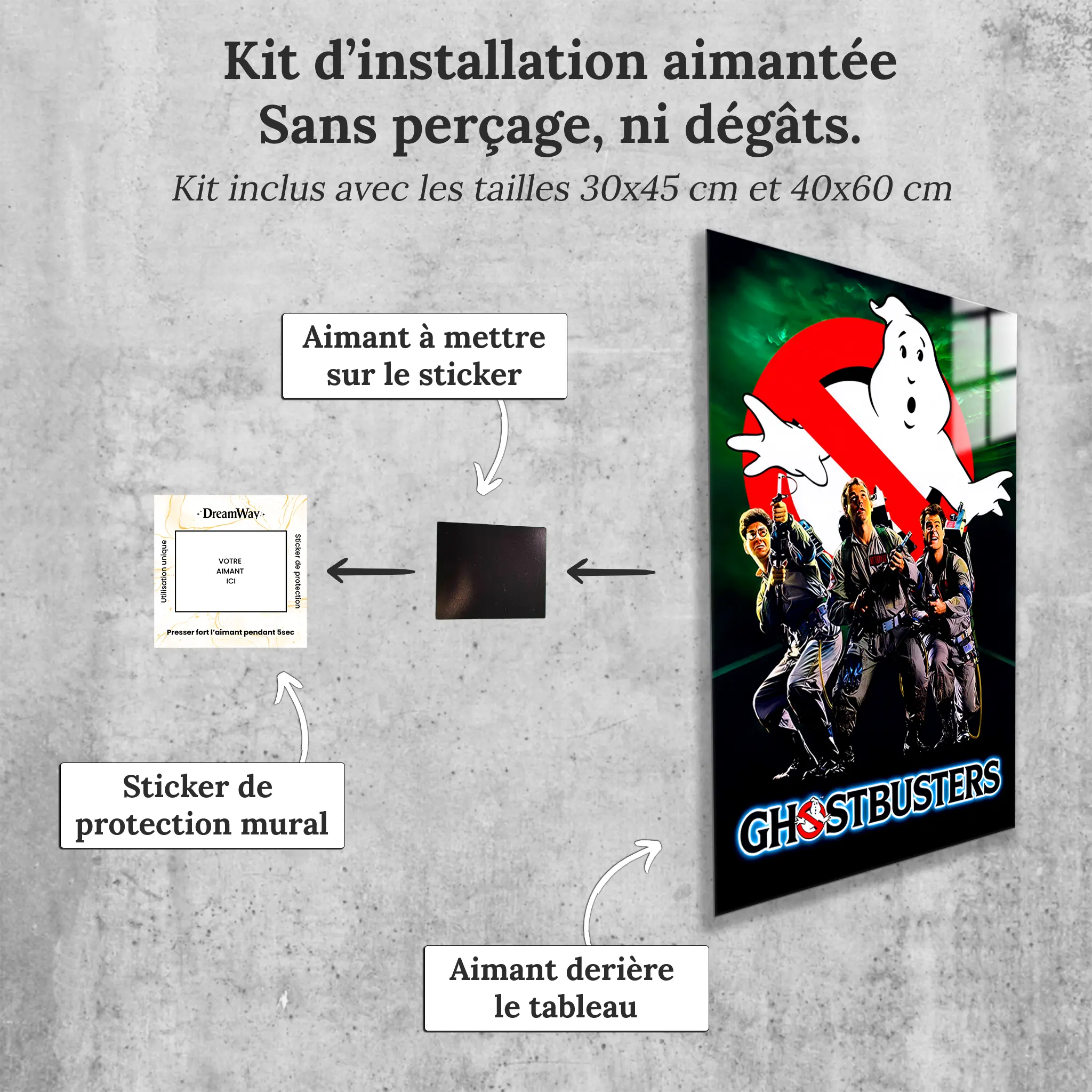 tableau-sos-fantome-affiche-avec-installation-aimantee | DreamWay