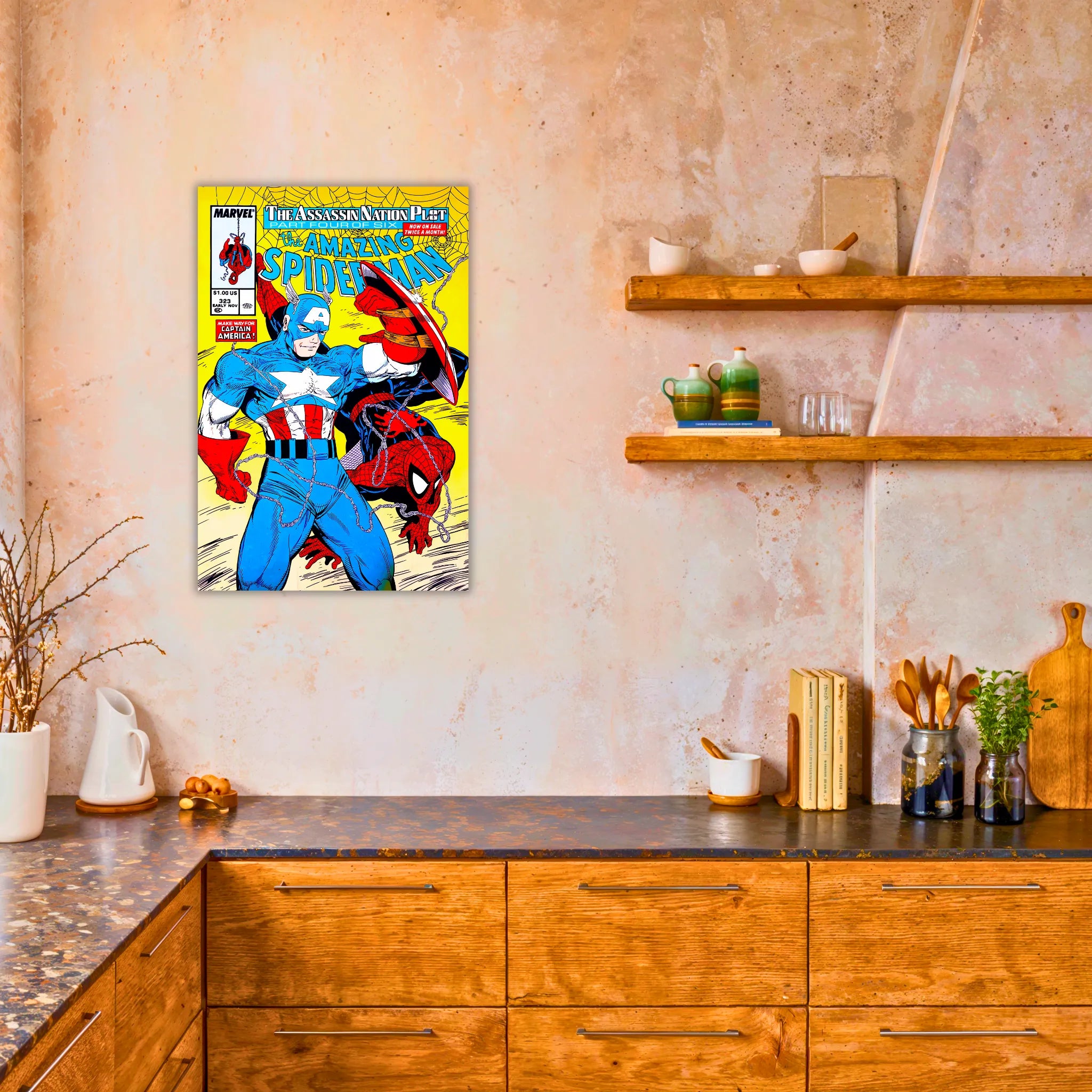 Tableau Spiderman et Captain America Magazine Comics