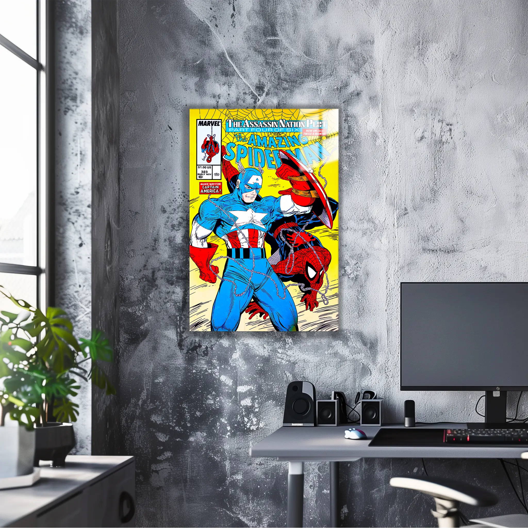 tableau-spiderman-et-captain-america-magazine-comics-dans-le-bureau | DreamWay