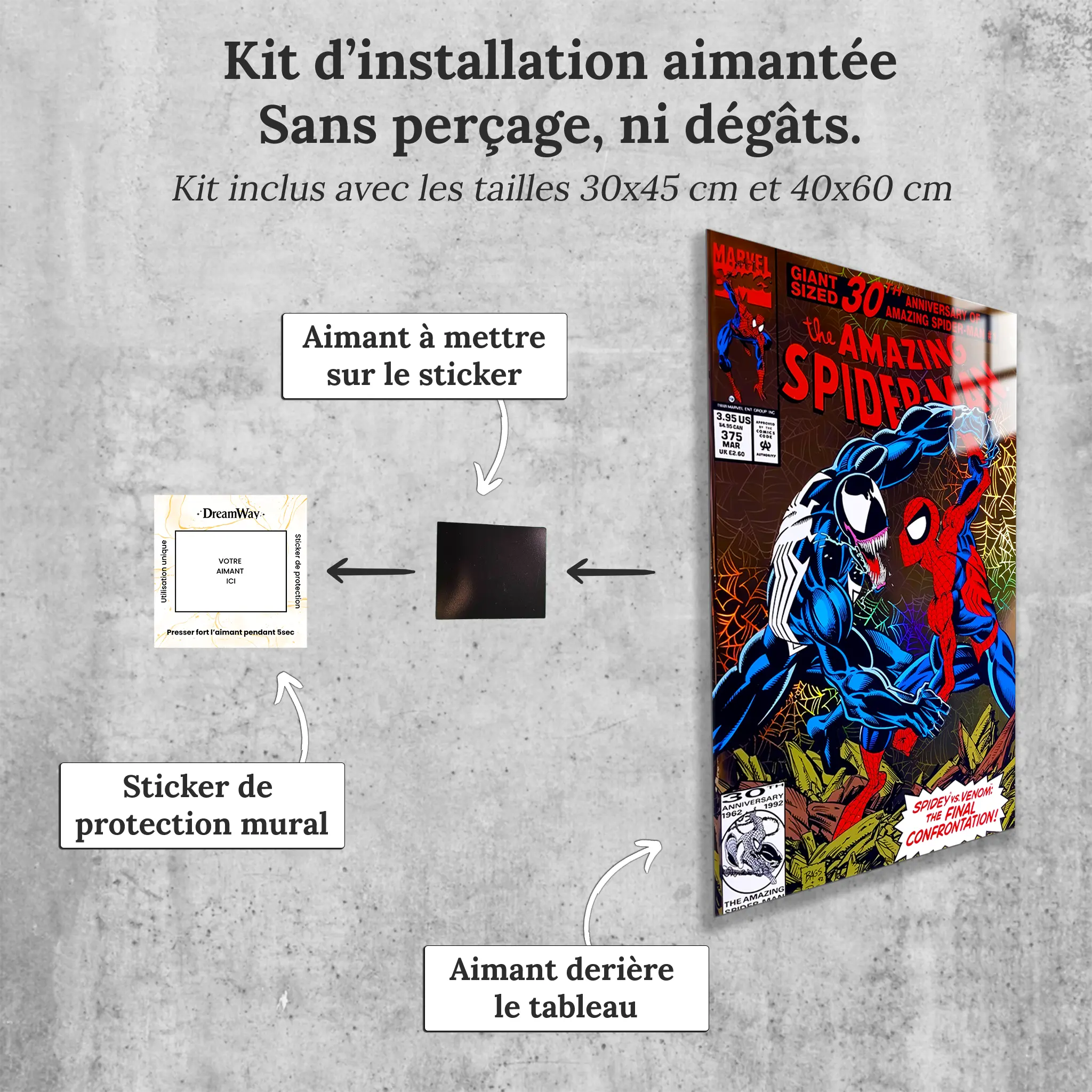 tableau-spiderman-et-venom-magazine-comics-avec-installation-aimantee | DreamWay