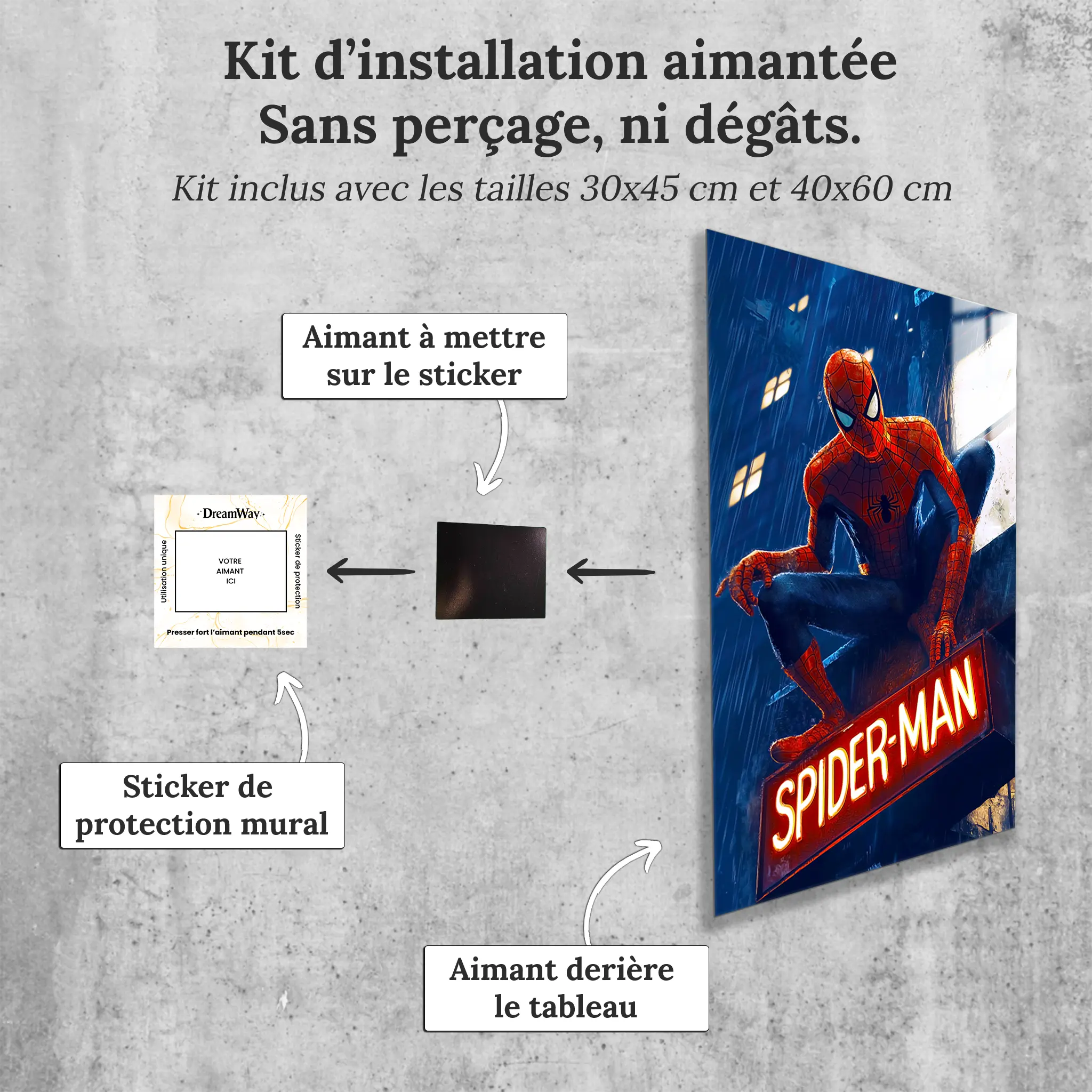tableau-spiderman-neon-avec-installation-aimantee | DreamWay