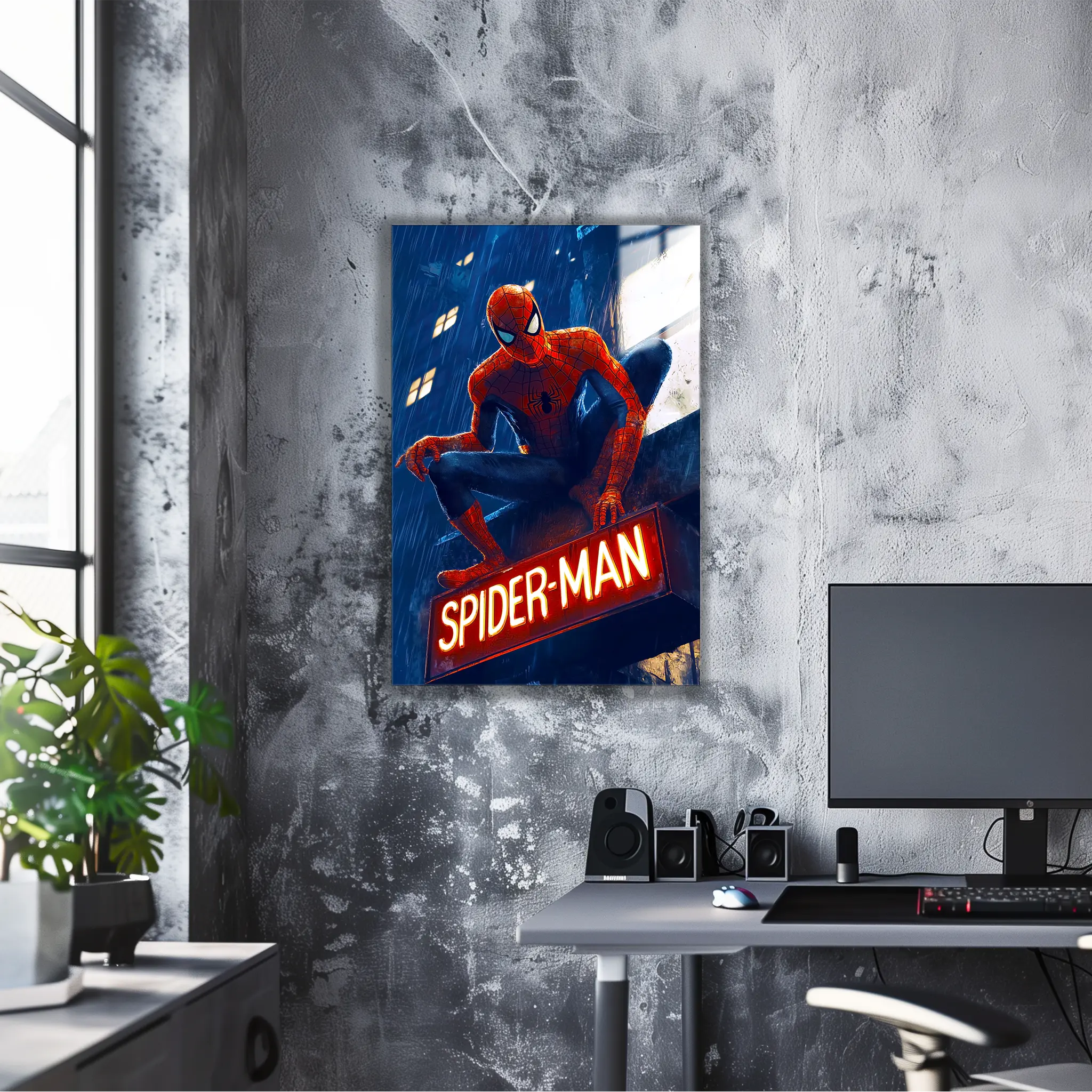 tableau-spiderman-neon-dans-le-bureau | DreamWay