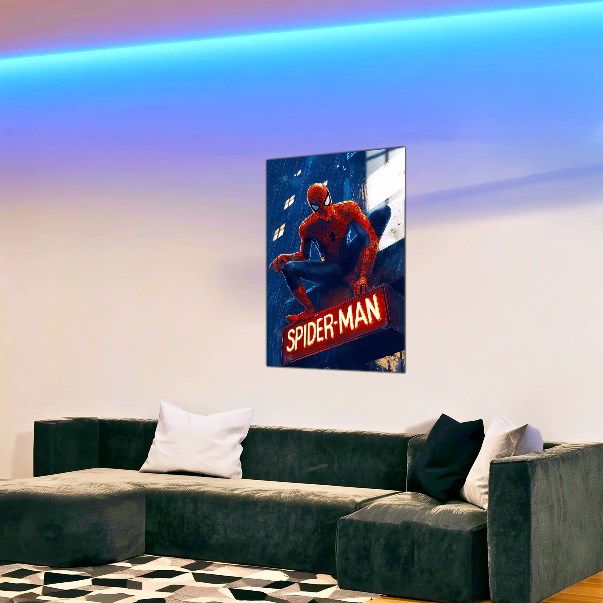 tableau-spiderman-neon-dans-le-salon | DreamWay