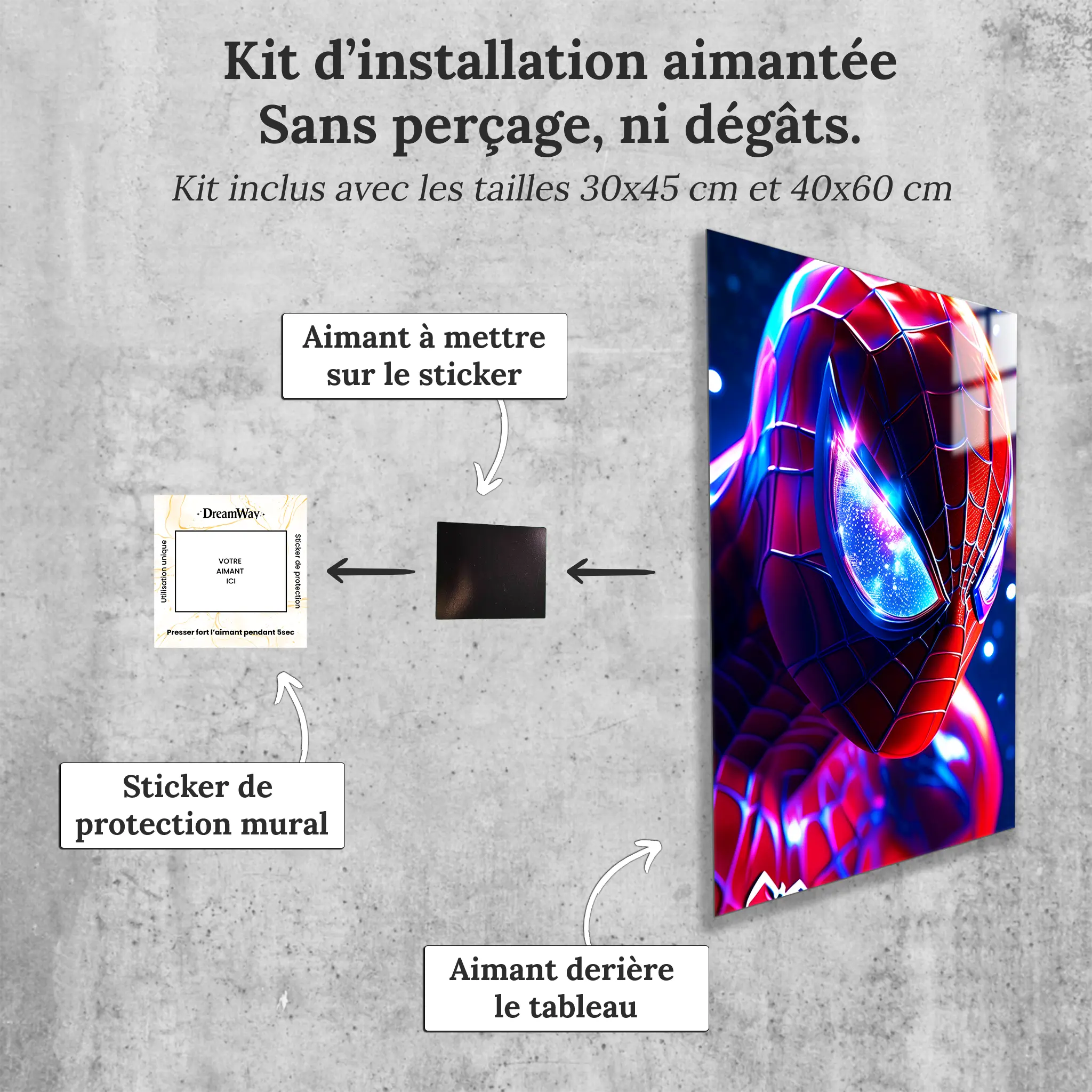 tableau-spiderman-portrait-avec-installation-aimantee | DreamWay