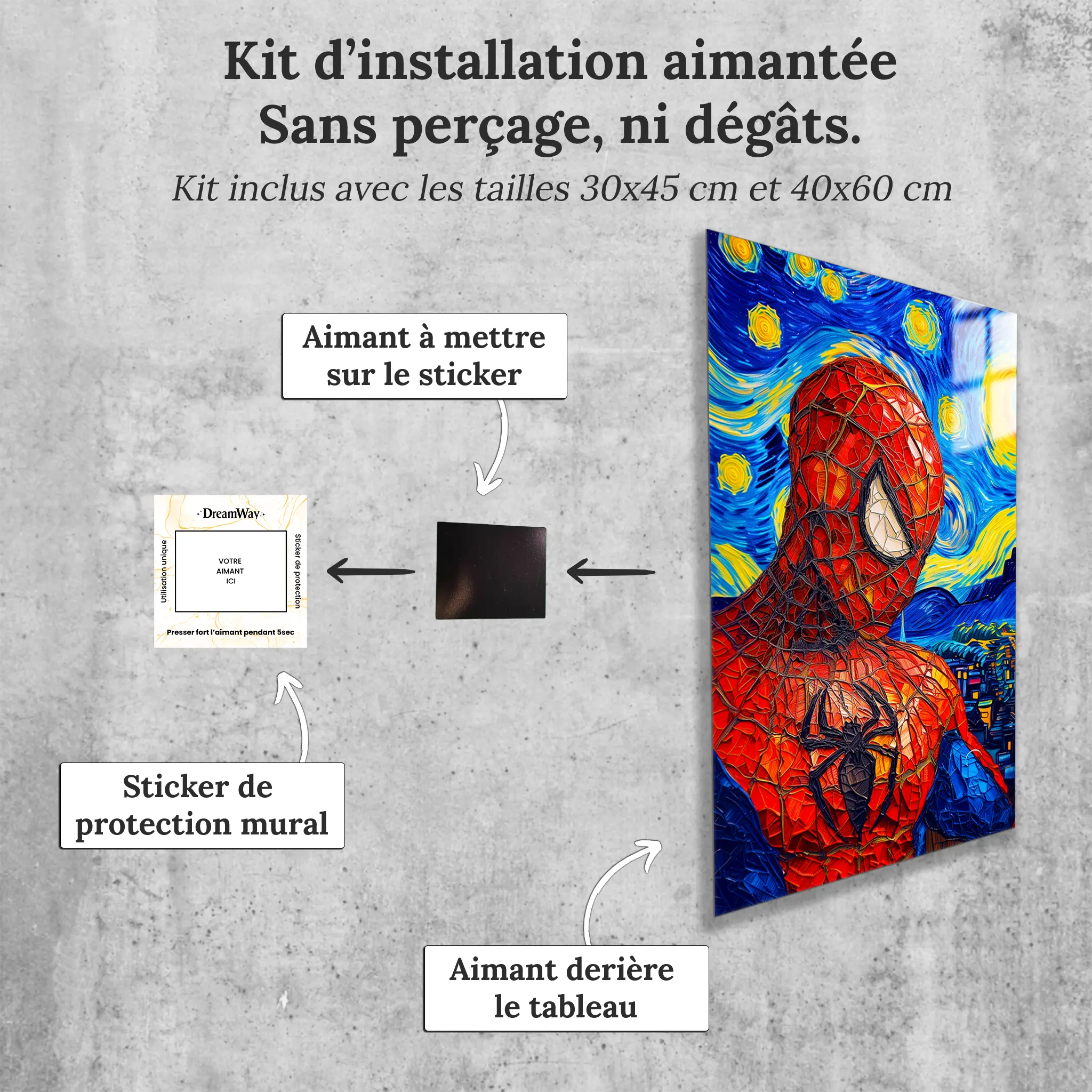 tableau-spiderman-van-gogh-avec-installation-aimantee | DreamWay
