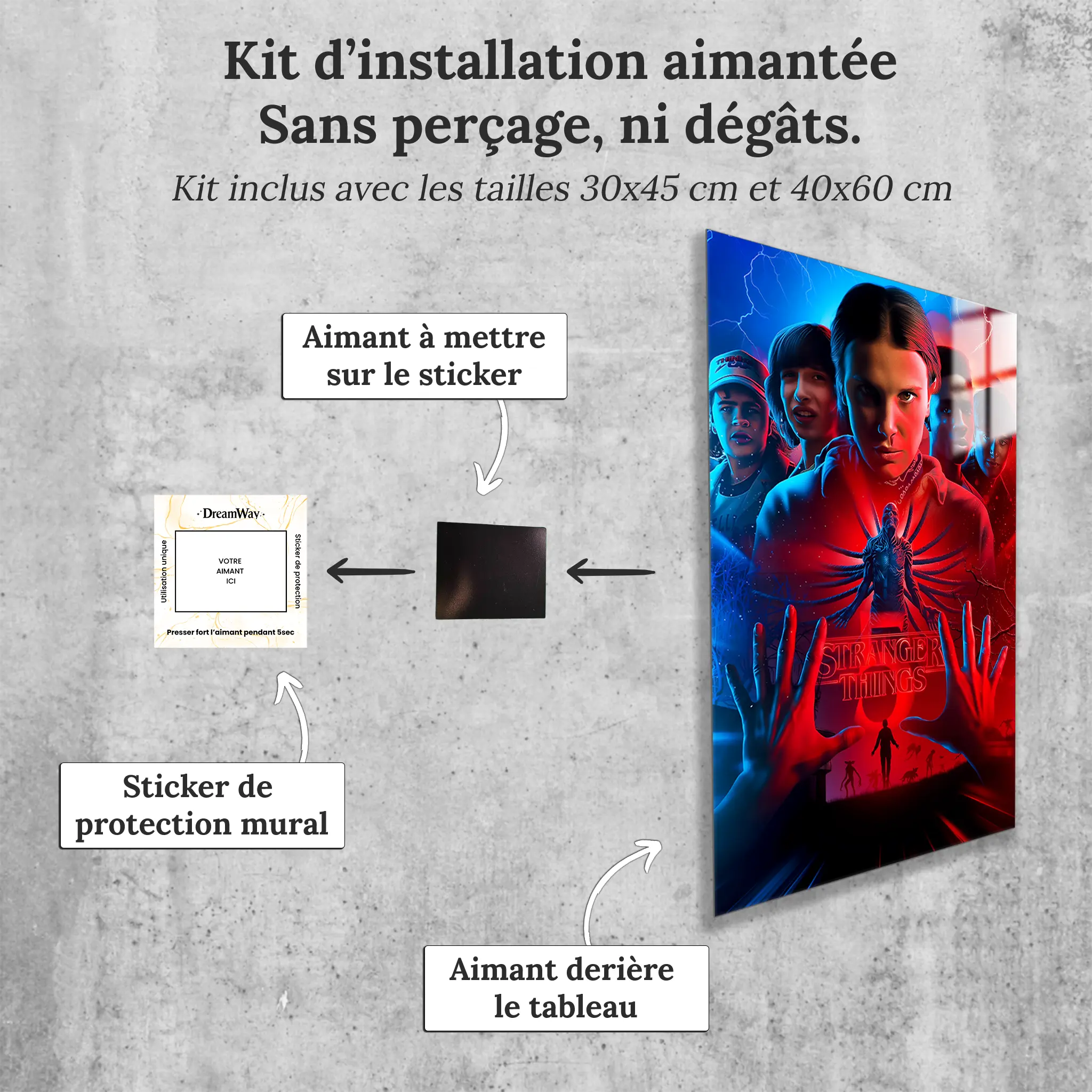 tableau-stanger-things-affiche-saison-5-avec-installation-aimantee | DreamWay