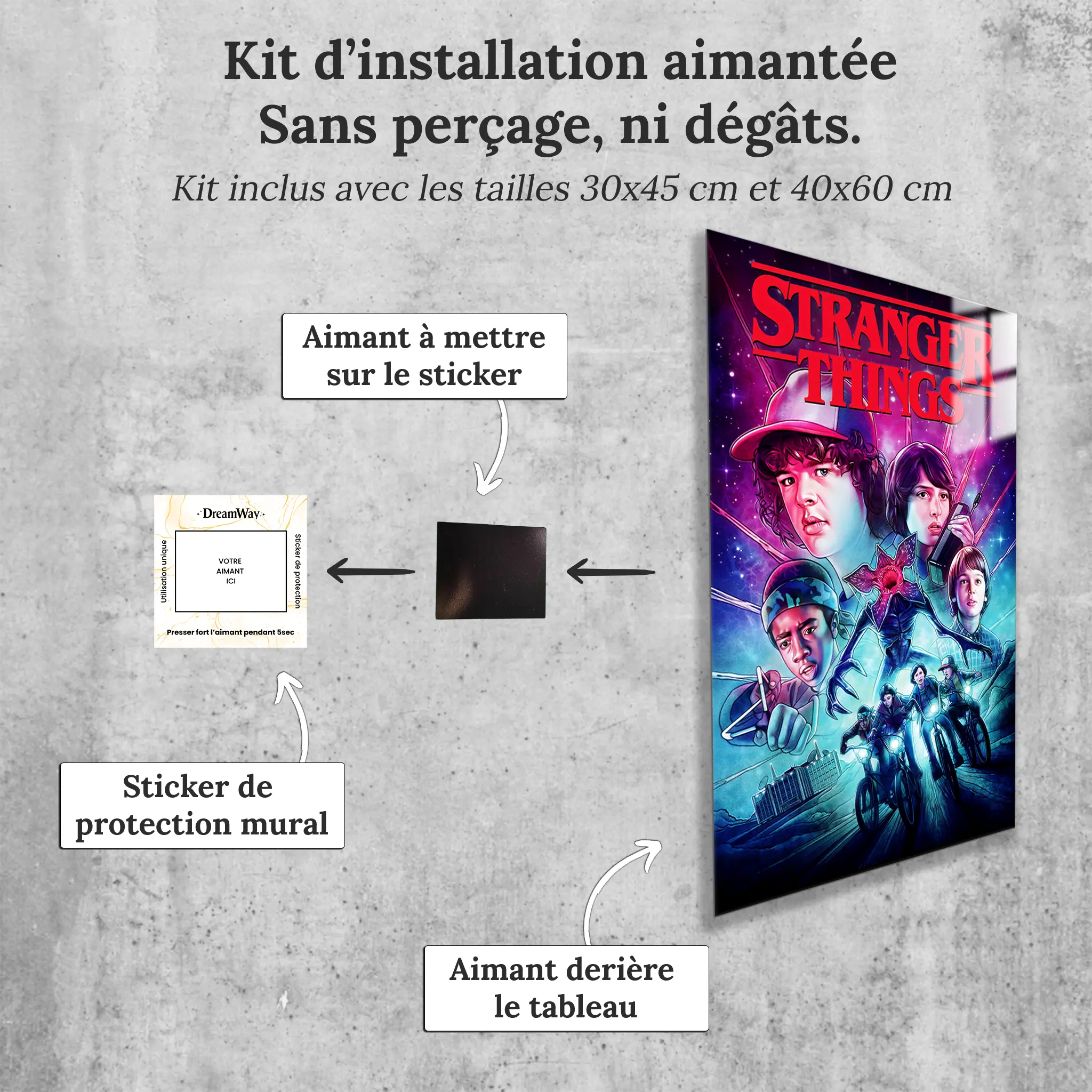 tableau-stanger-things-la-team-avec-installation-aimantee | DreamWay