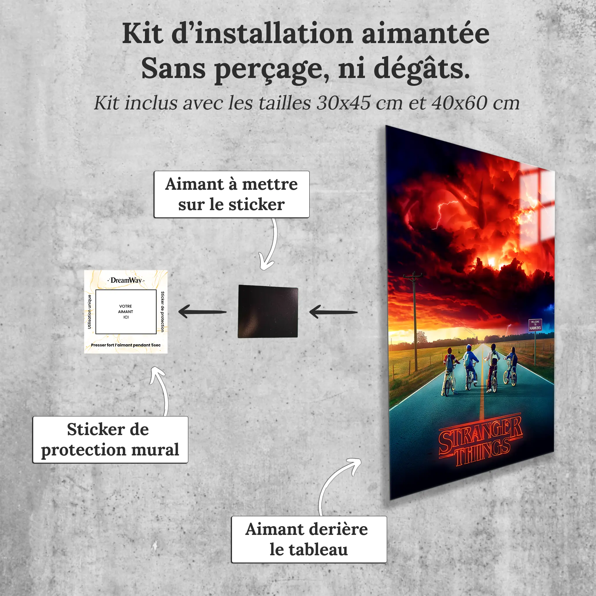 tableau-stanger-things-les-explorateurs-a-velo-avec-installation-aimantee | DreamWay