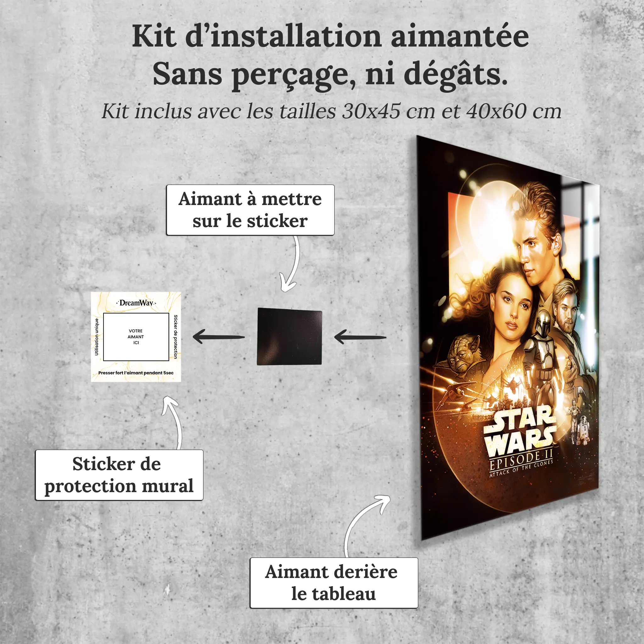 tableau-star-wars-l-attaque-des-clones-avec-installation-aimantee | DreamWay