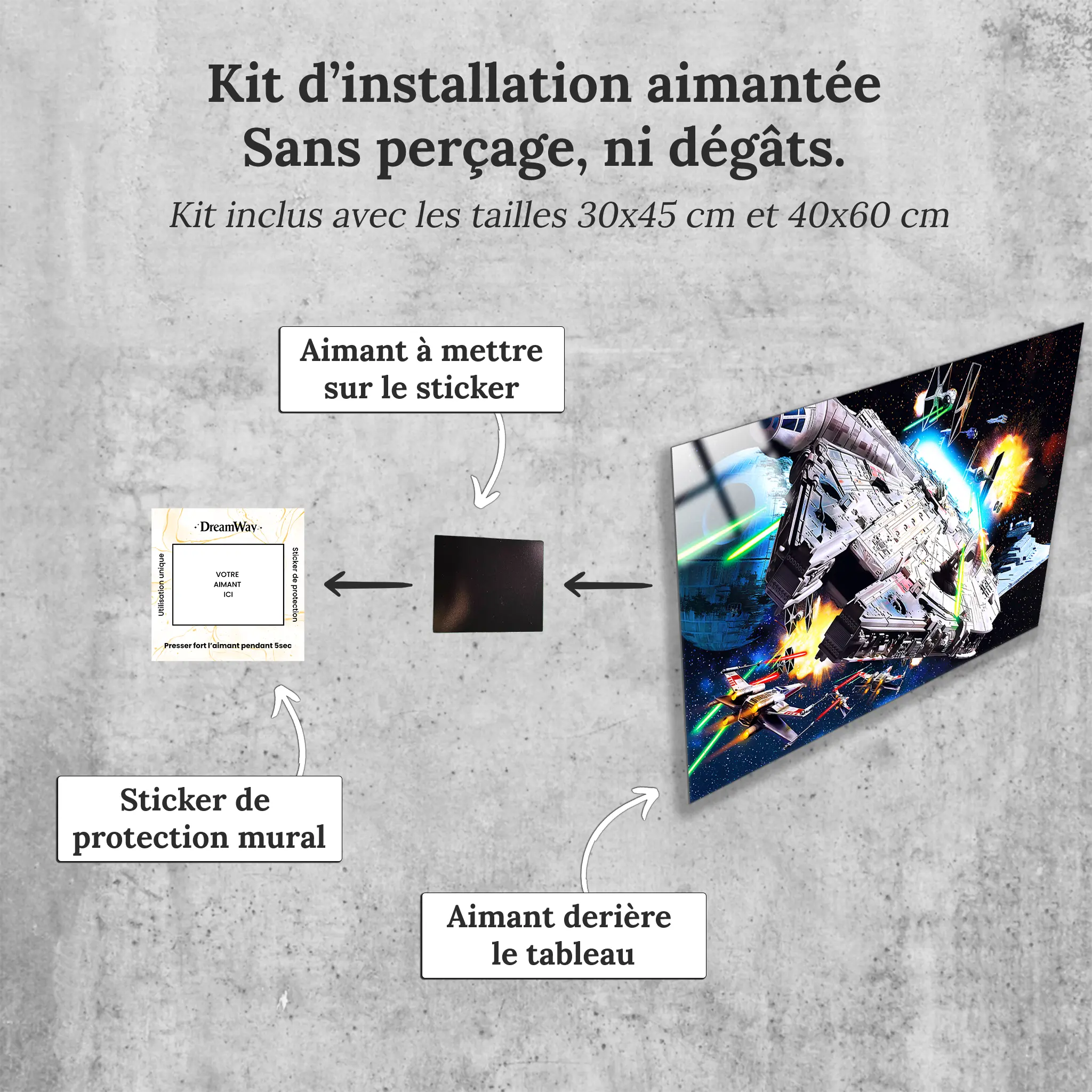 tableau-star-wars-le-millennium-avec-installation-aimantee | DreamWay