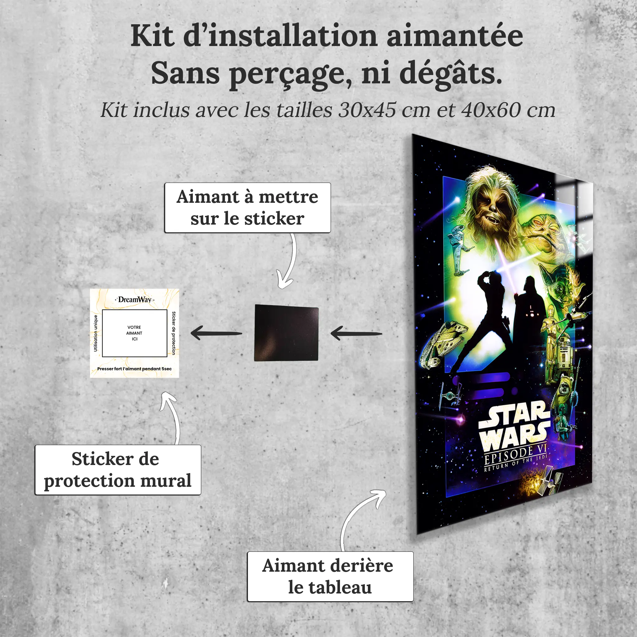 tableau-star-wars-le-retour-du-jedi-avec-installation-aimantee | DreamWay