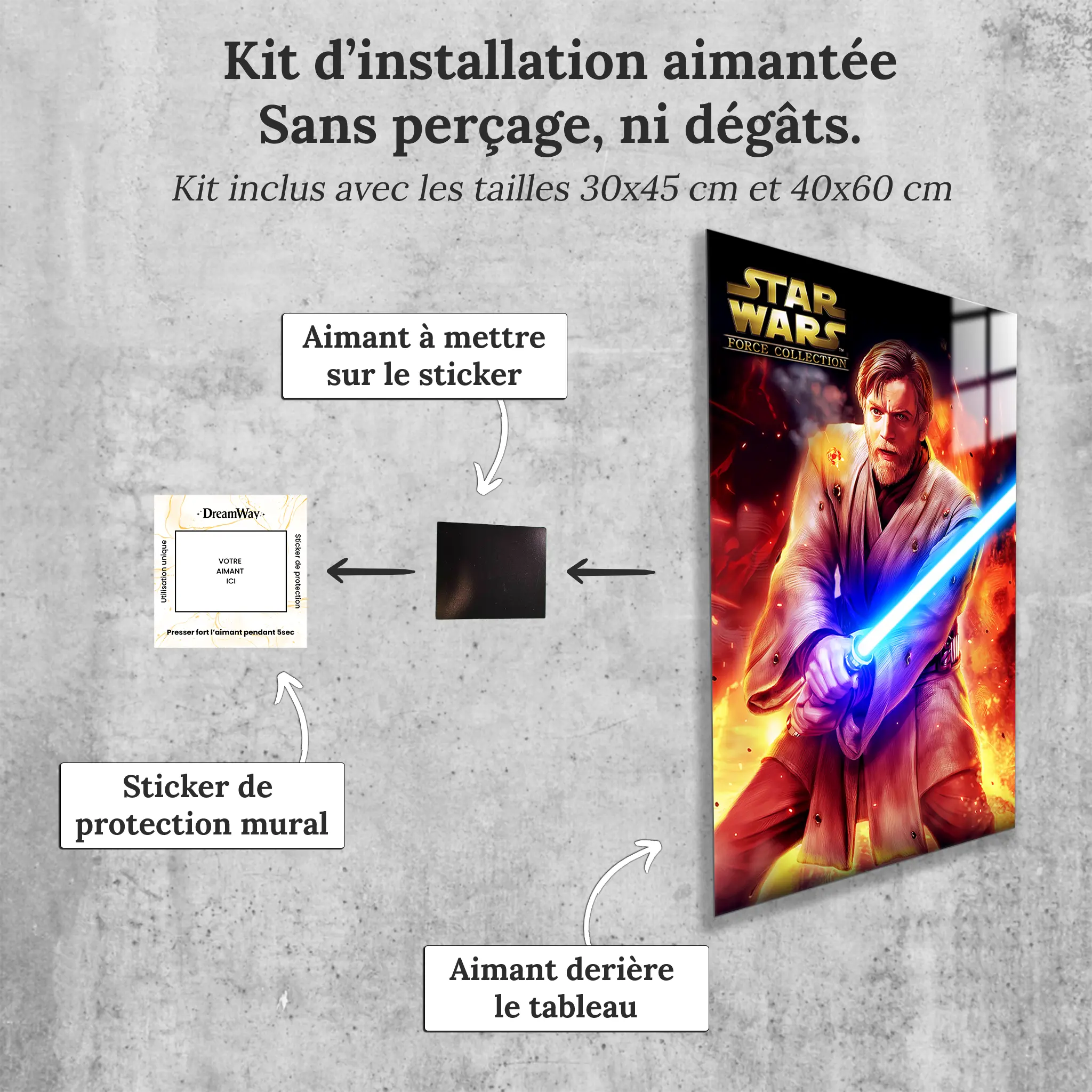 tableau-star-wars-obi-wan-kenobi-avec-installation-aimantee | DreamWay