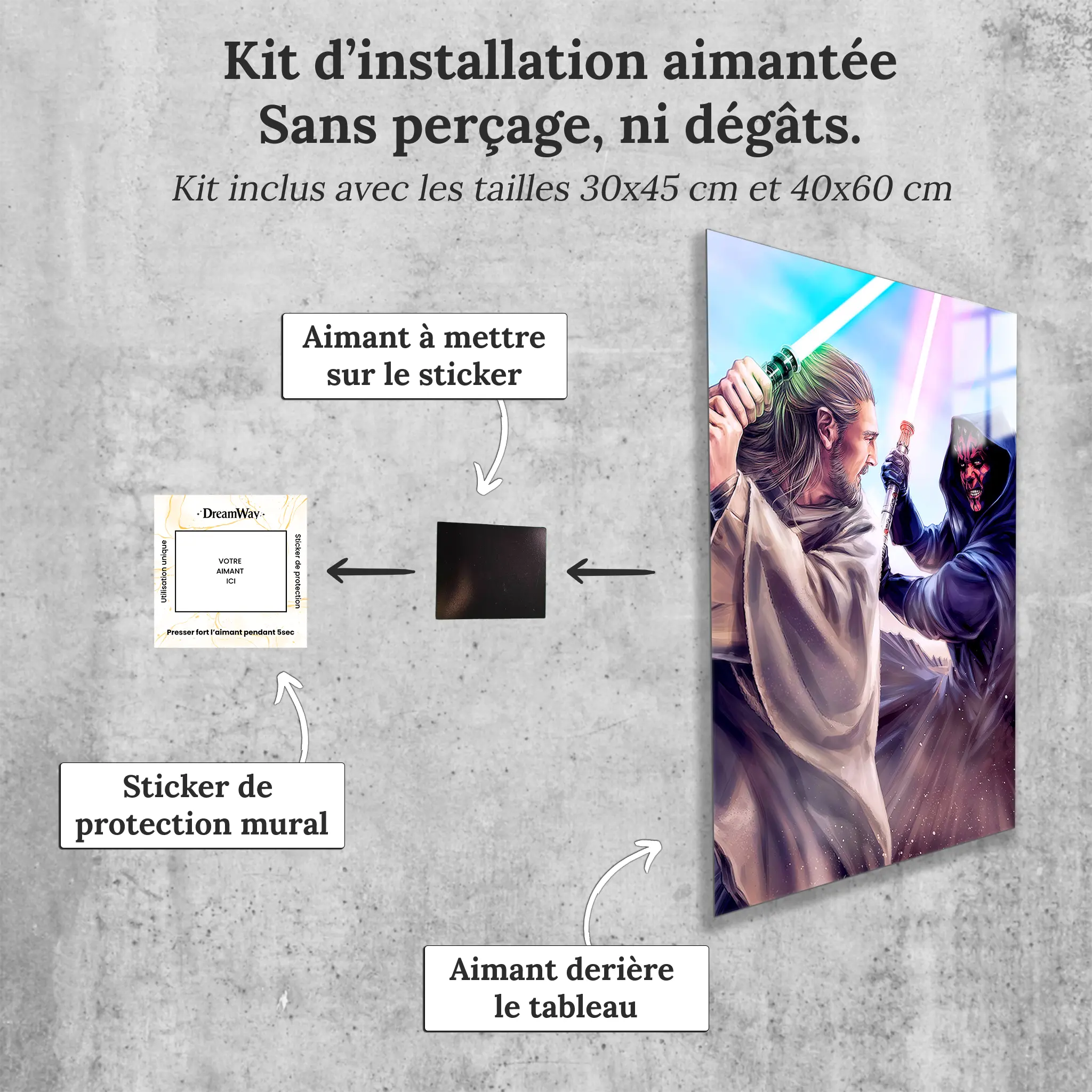 tableau-star-wars-qui-gon-vs-dark-maul-avec-installation-aimantee | DreamWay