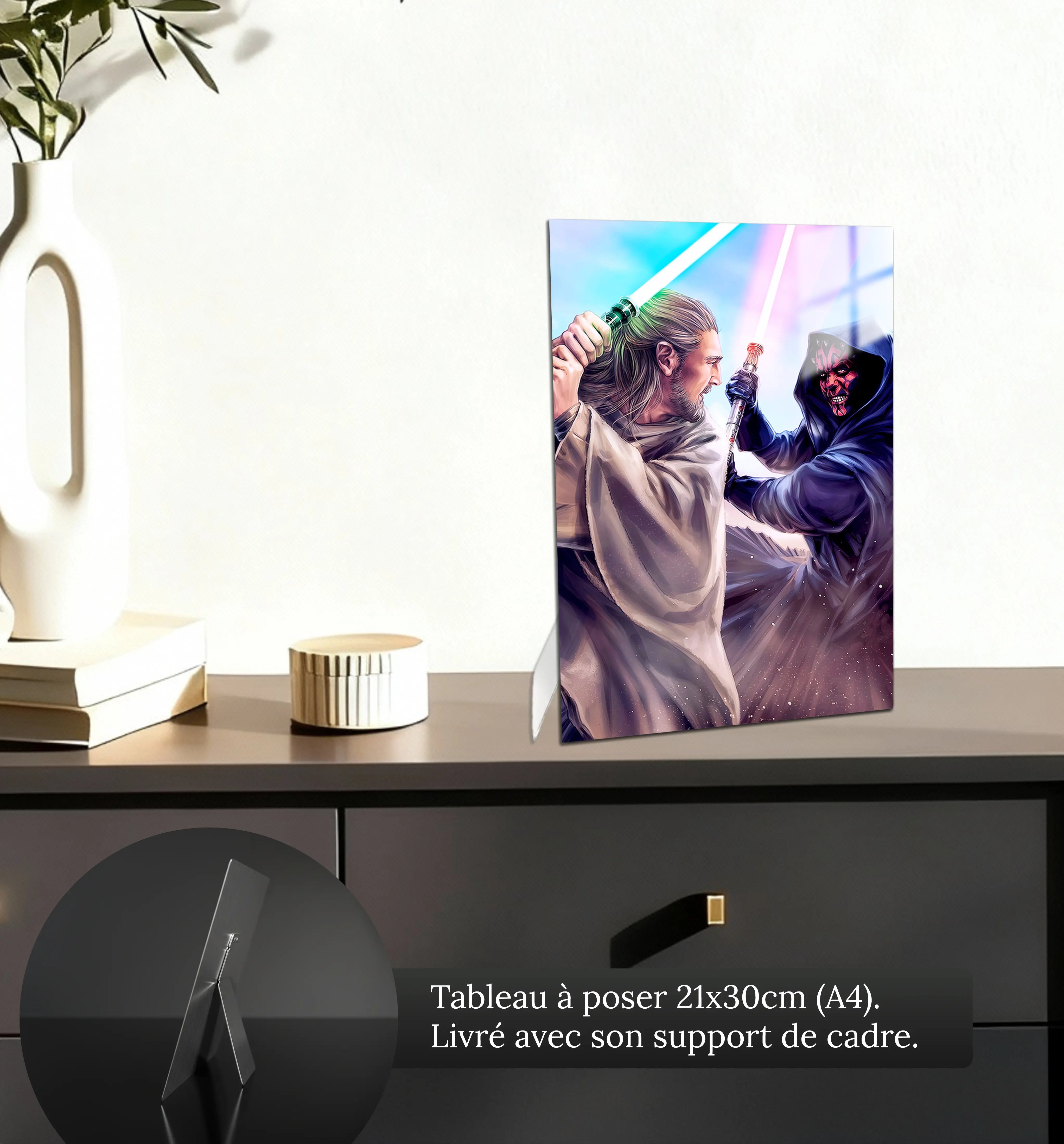 tableau-star-wars-qui-gon-vs-dark-maul-petit-format-a-poser-sur-meuble | DreamWay