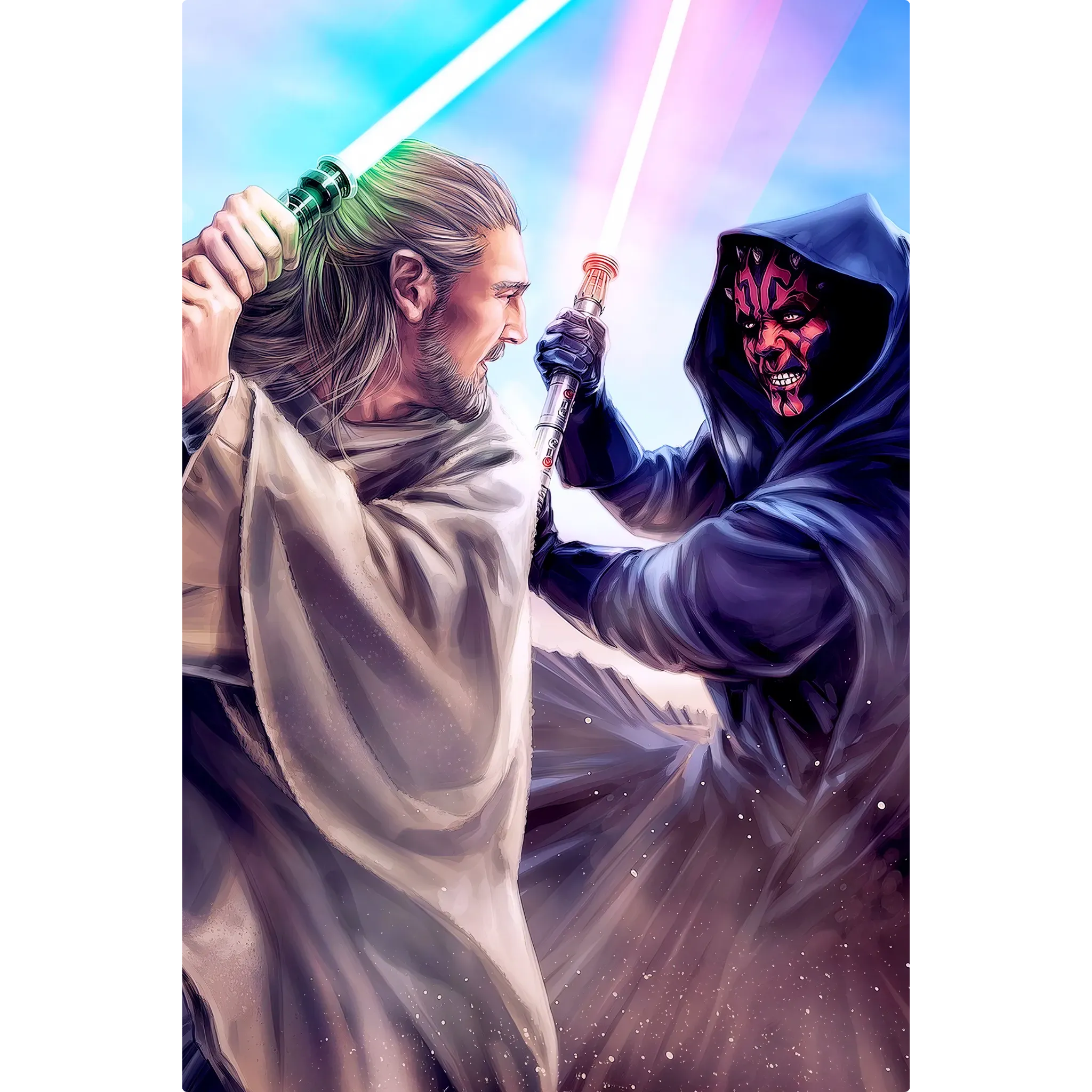 Tableau Qui Gon Jinn VS Dark Maul