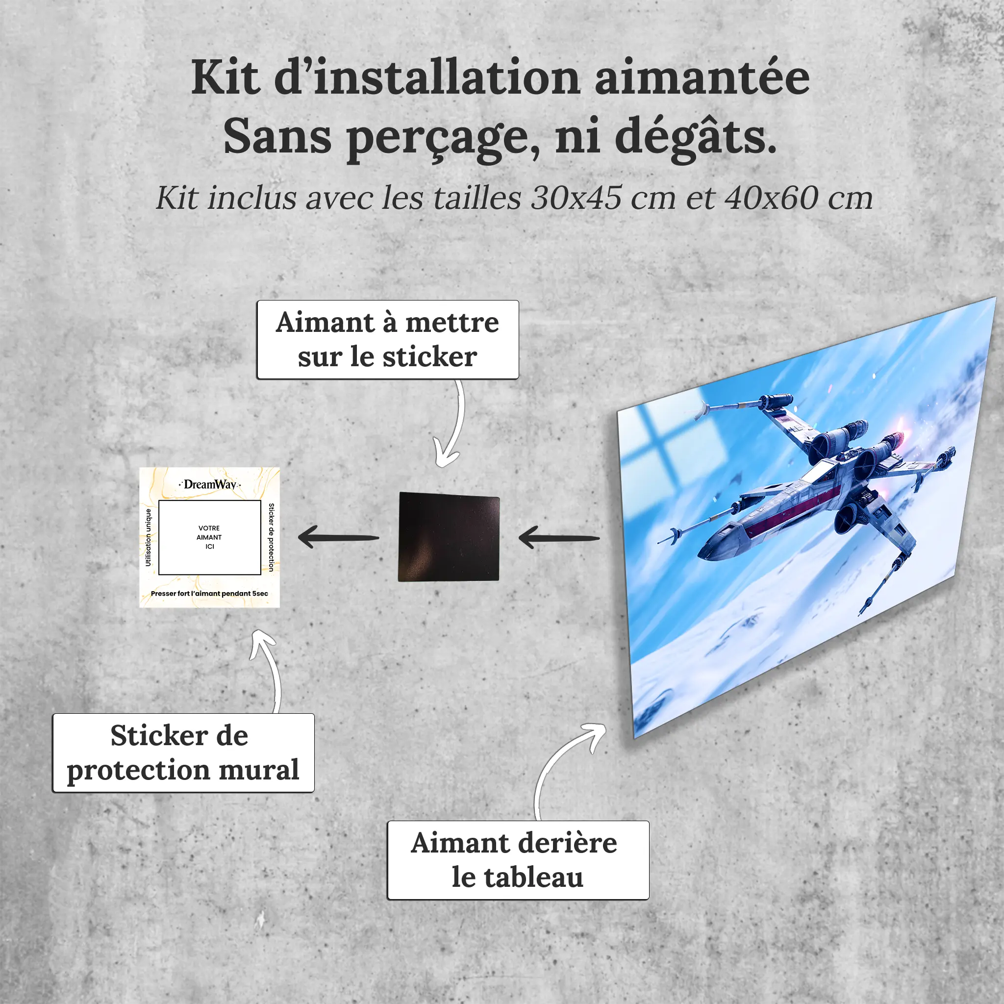 tableau-star-wars-vaisseau-x-wing-avec-installation-aimantee | DreamWay