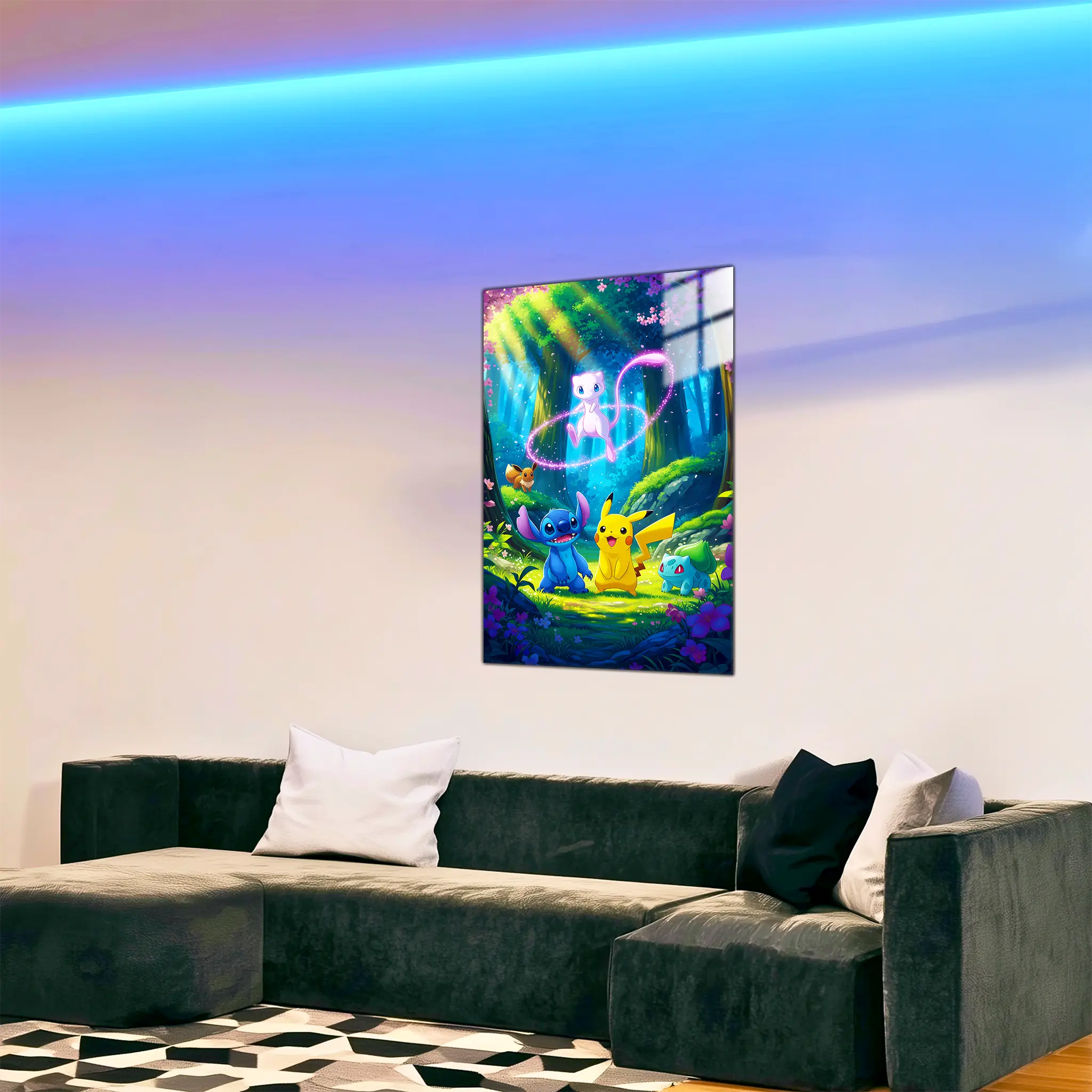 tableau-stitch-et-les-pokemon-dans-le-salon | DreamWay