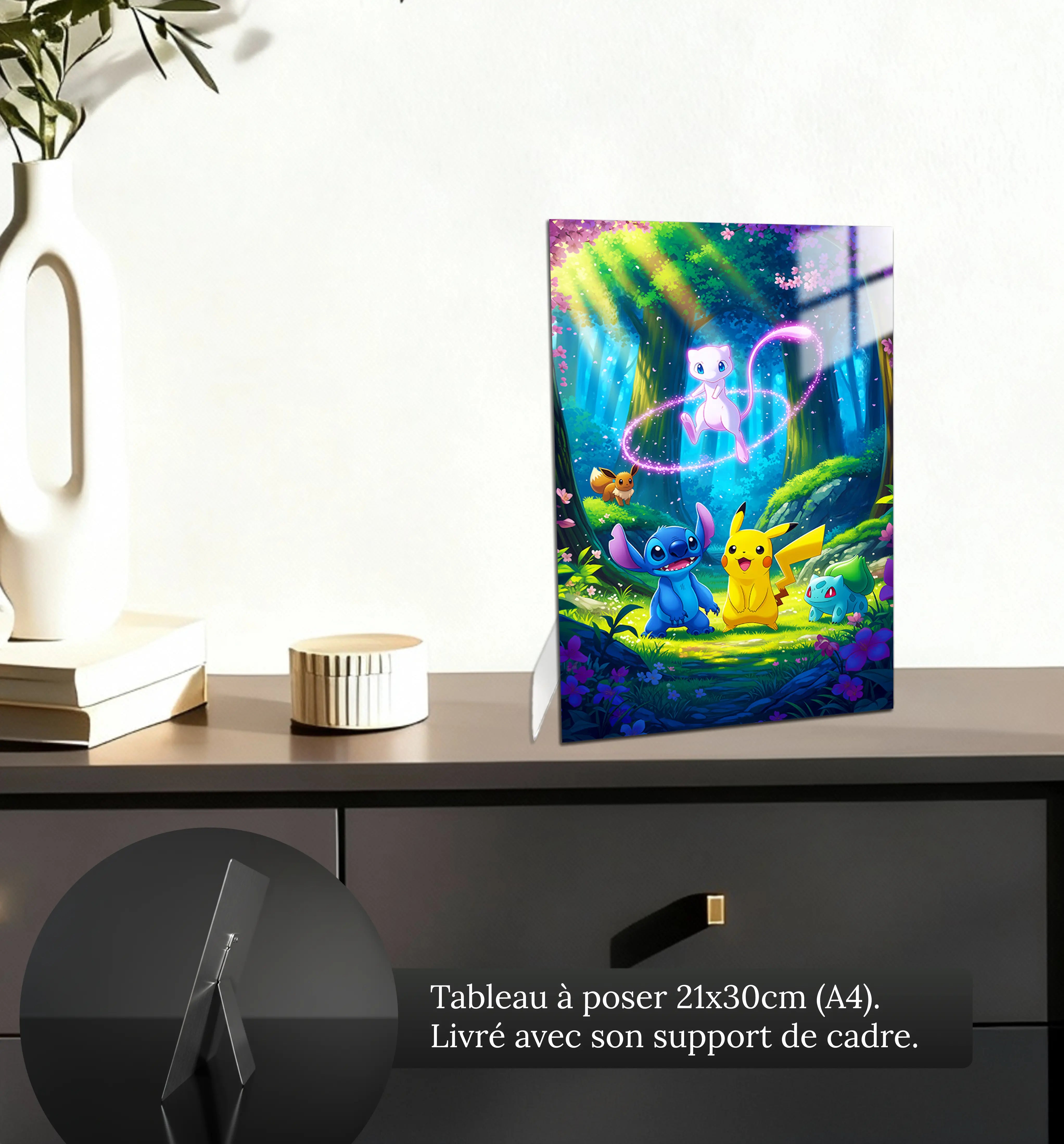 tableau-stitch-et-les-pokemon-petit-format-a-poser-sur-meuble | DreamWay