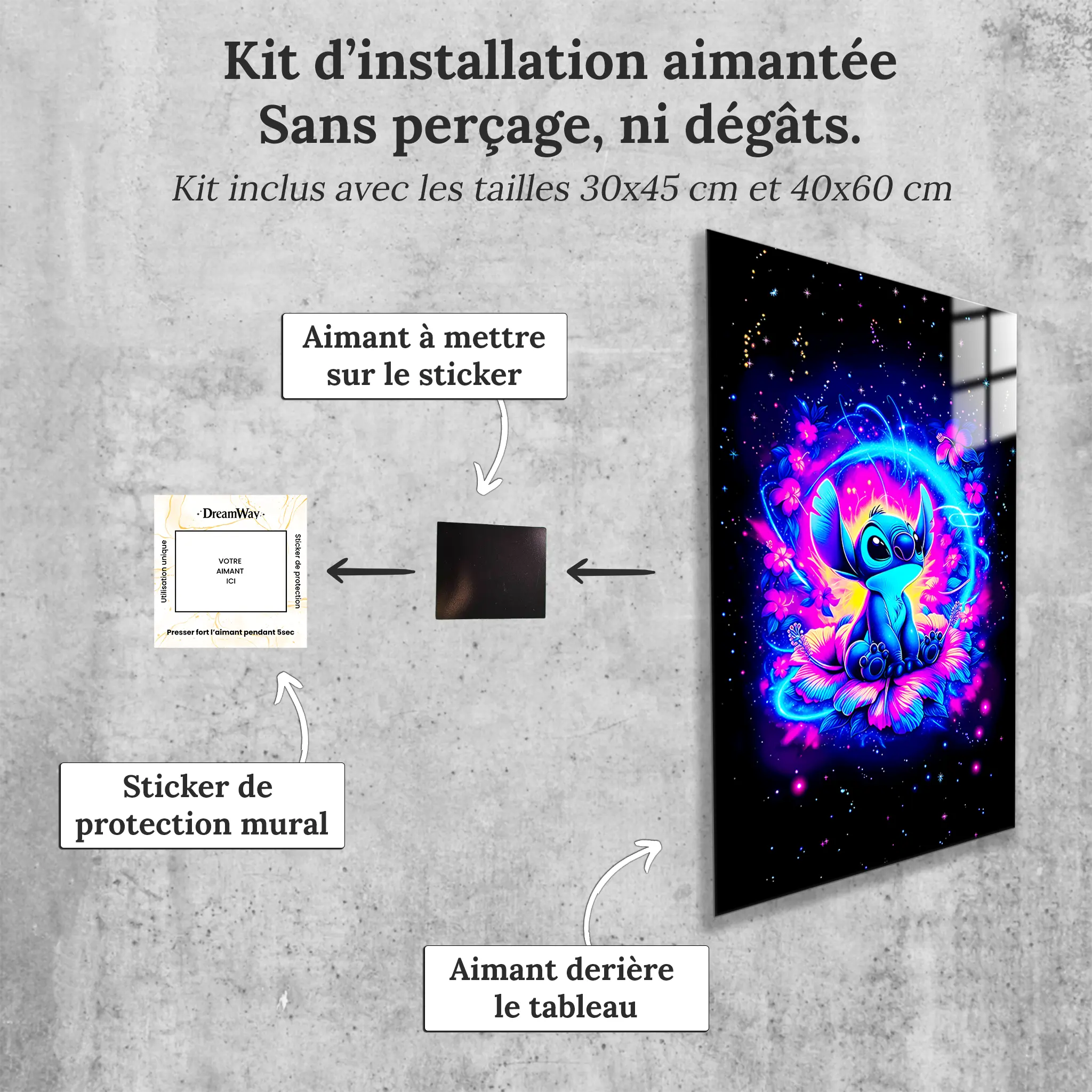tableau-stitch-etoile-colore-avec-installation-aimantee | DreamWay