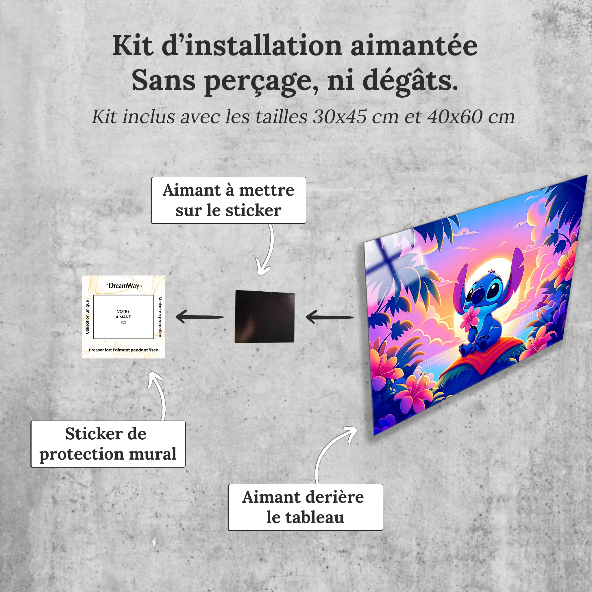 tableau-stitch-plage-paysage-avec-installation-aimantee | DreamWay