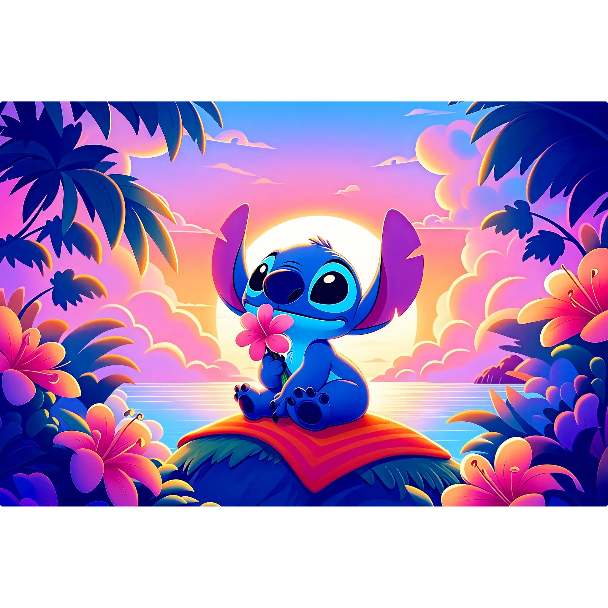 Tableau Stitch Plage Paysage