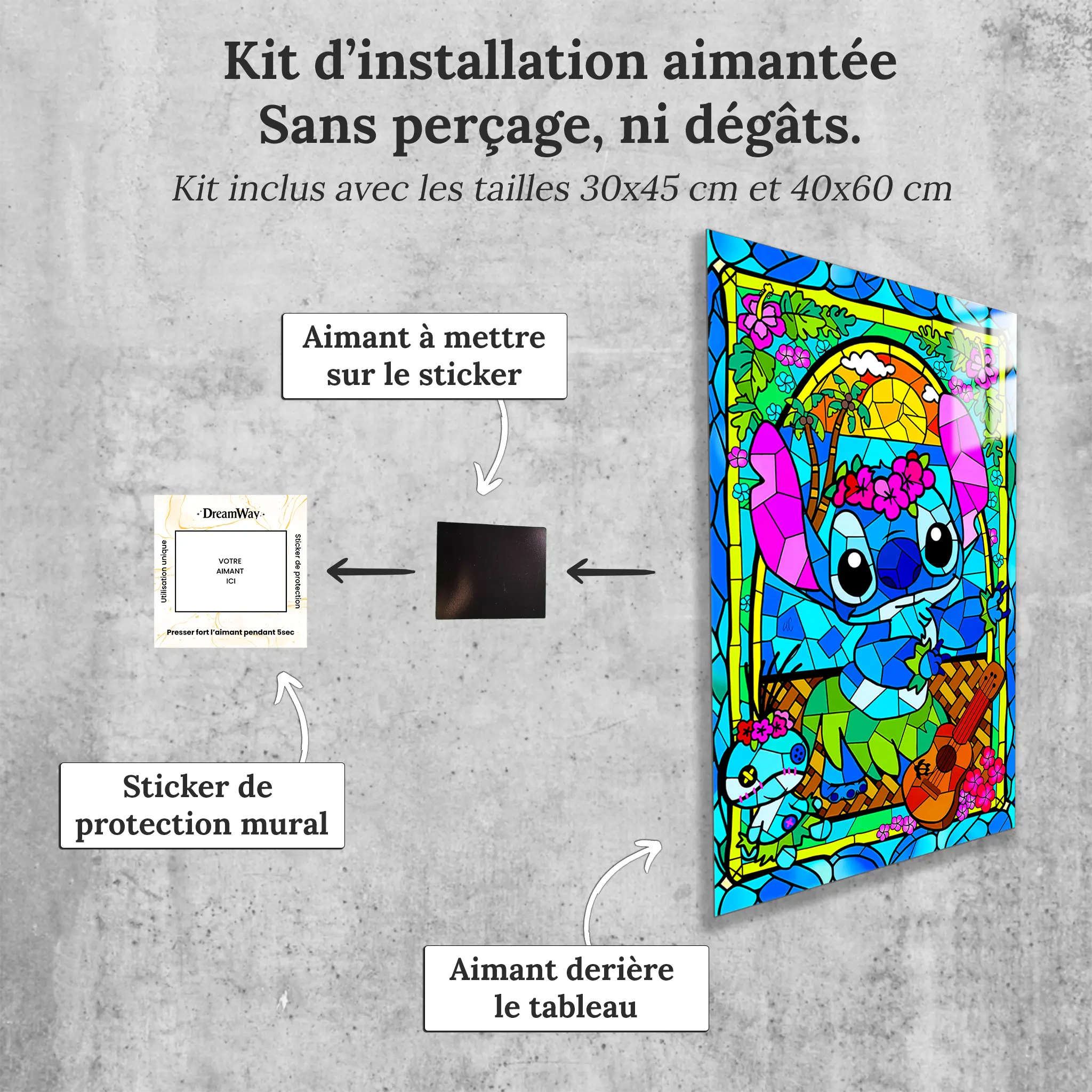 tableau-stitch-vitrail-avec-installation-aimantee | DreamWay