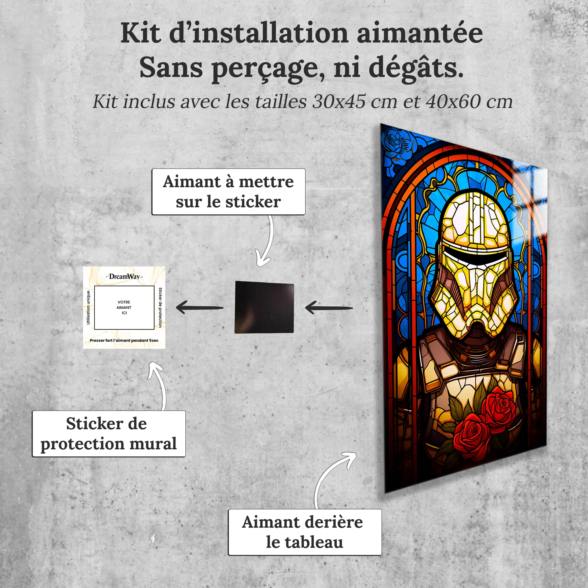 tableau-stormtrooper-vitrail-avec-installation-aimantee | DreamWay