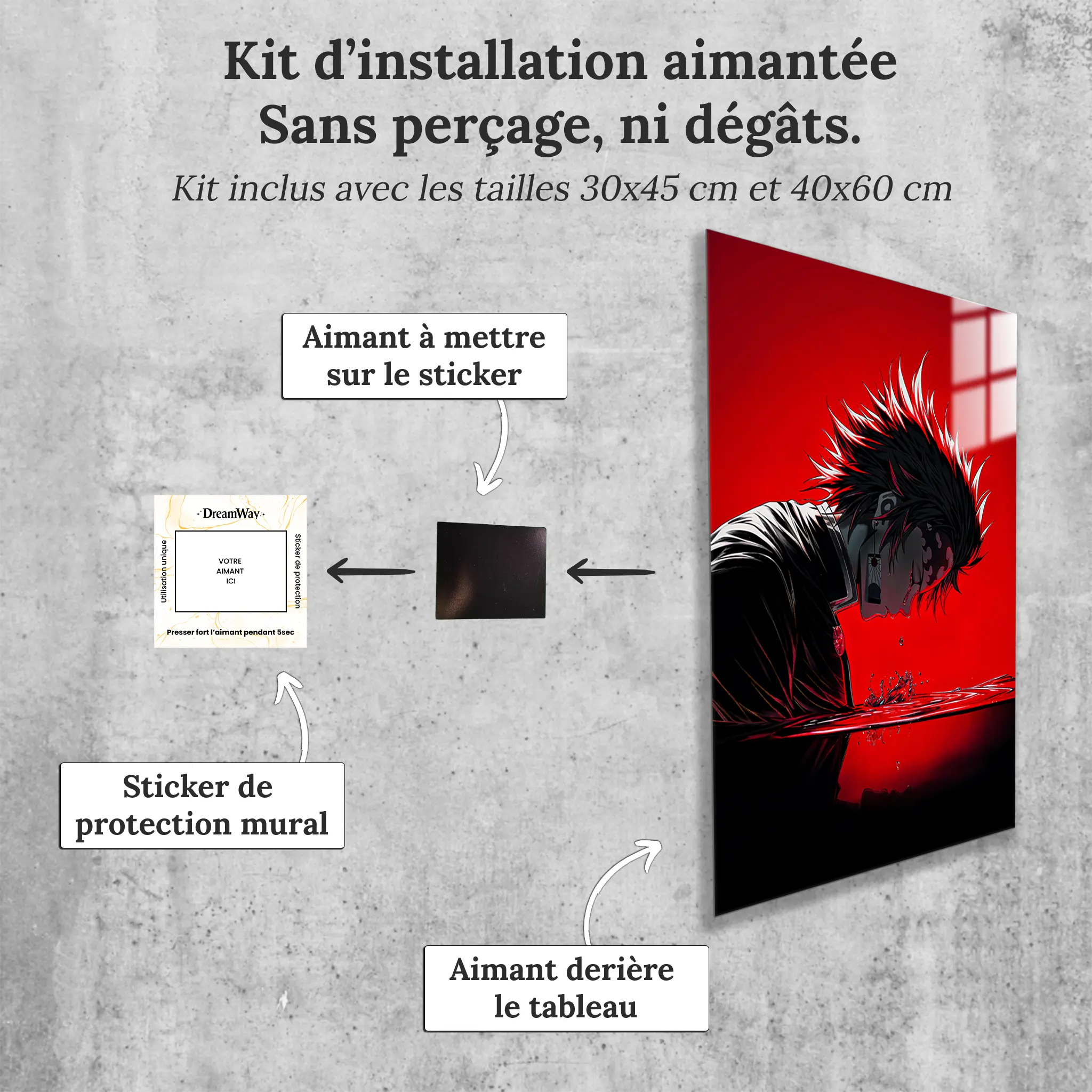 tableau-tanjiro-larmes-avec-installation-aimantee | DreamWay