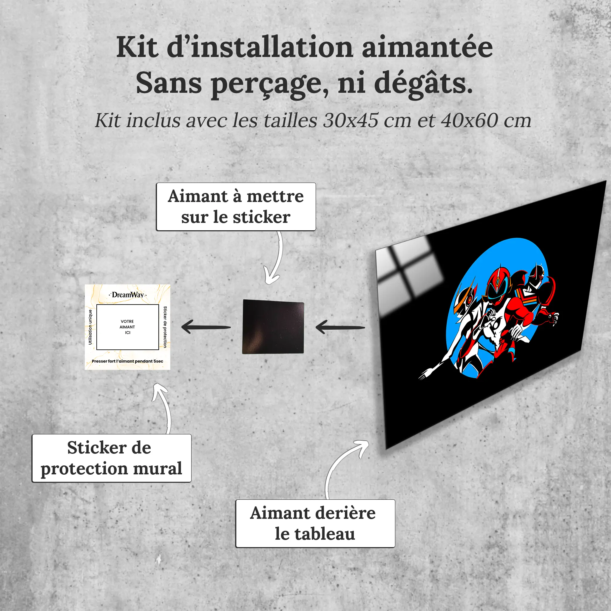 tableau-tatsunoko-trio-avec-installation-aimantee | DreamWay