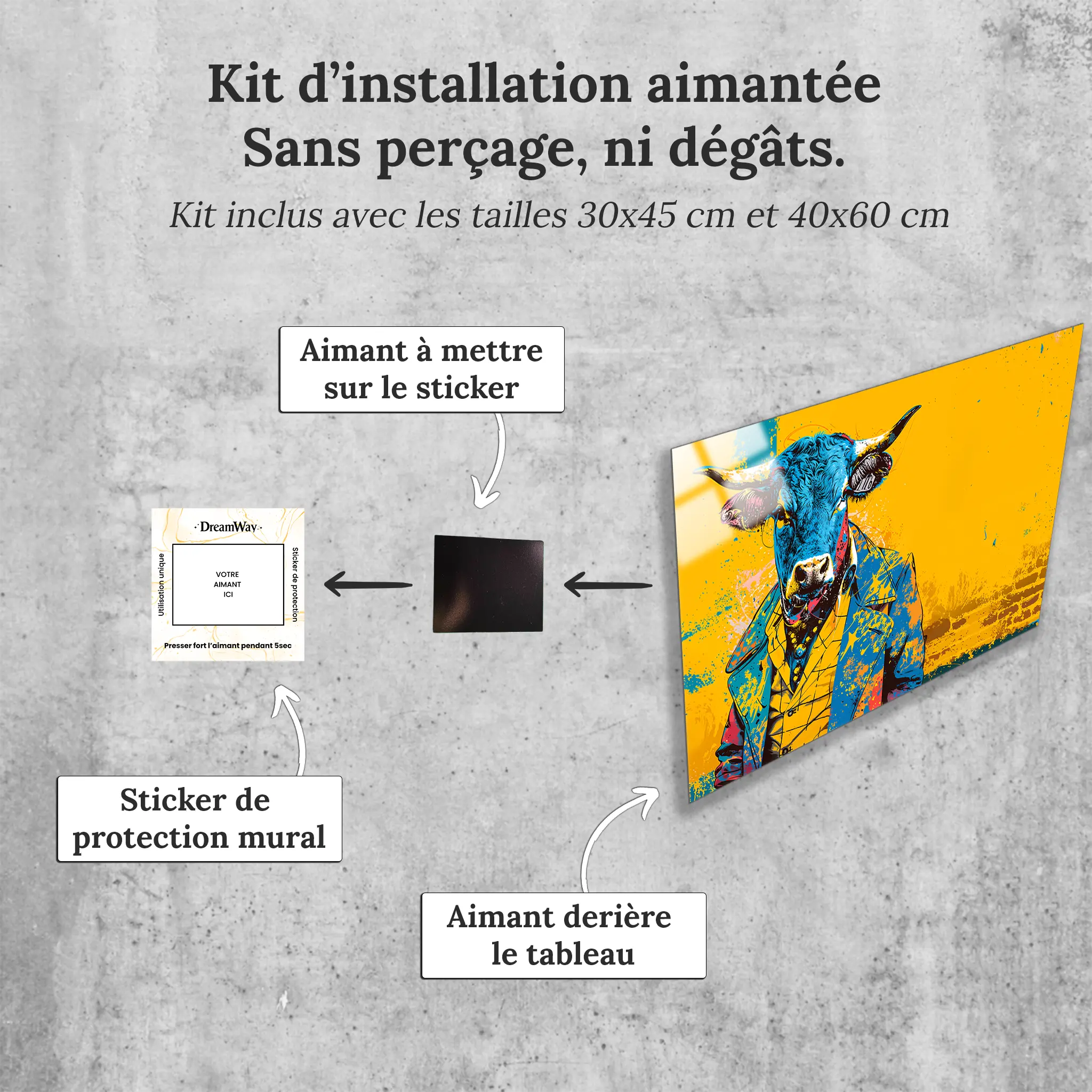 tableau-taureau-pop-art-avec-installation-aimantee | DreamWay