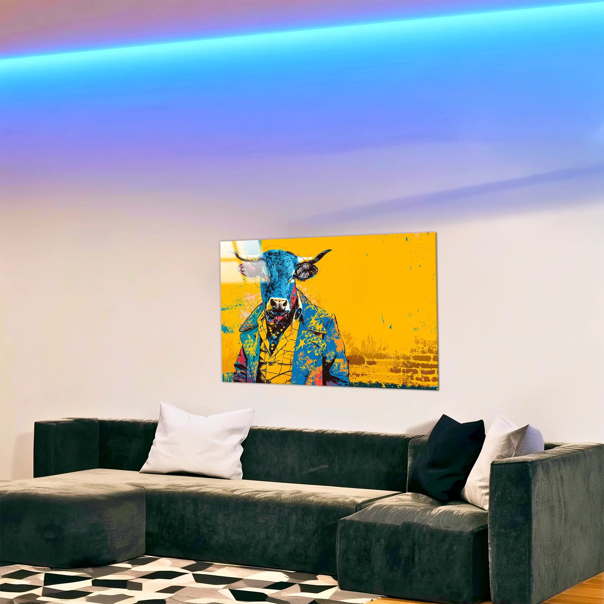 tableau-taureau-pop-art-dans-le-salon | DreamWay