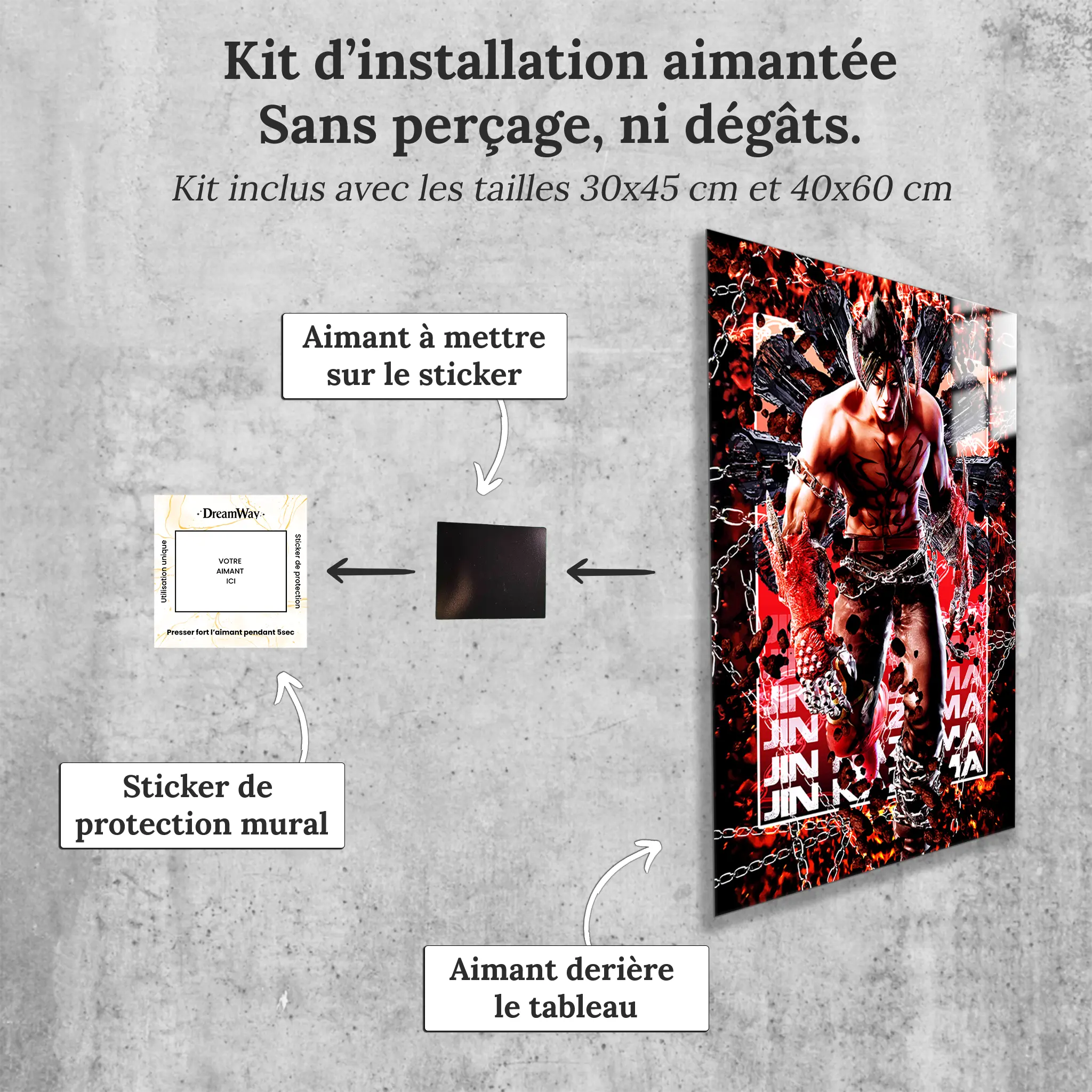 tableau-tekken-jin-kazuma-avec-installation-aimantee | DreamWay