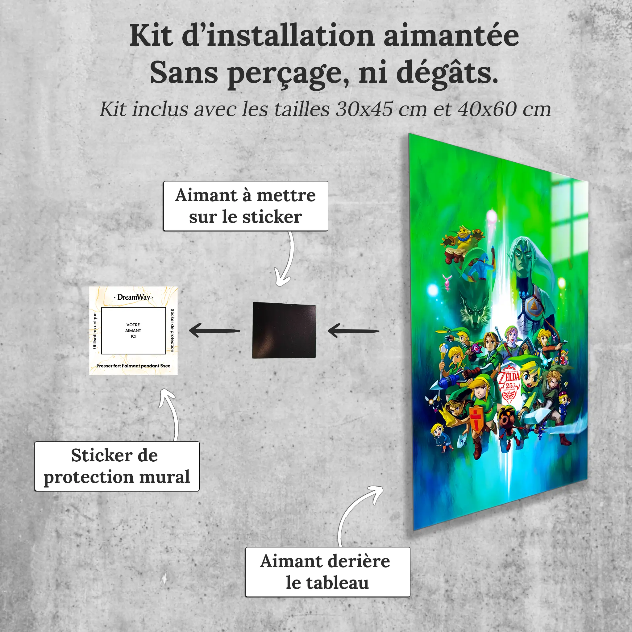 tableau-the-legend-of-zelda-25-ans-anniversaire-avec-installation-aimantee | DreamWay