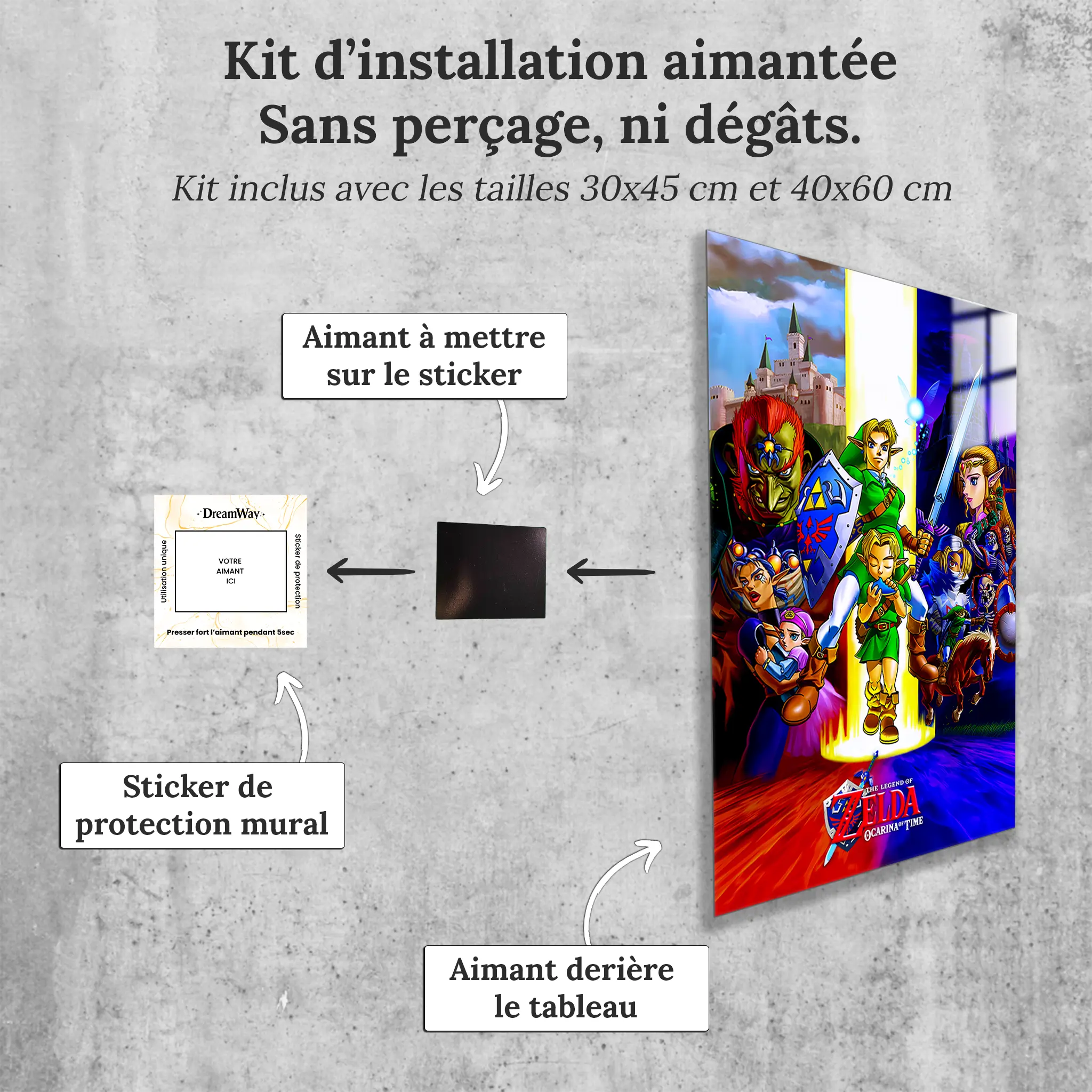 tableau-the-legend-of-zelda-ocarina-of-time-affiche-avec-installation-aimantee | DreamWay